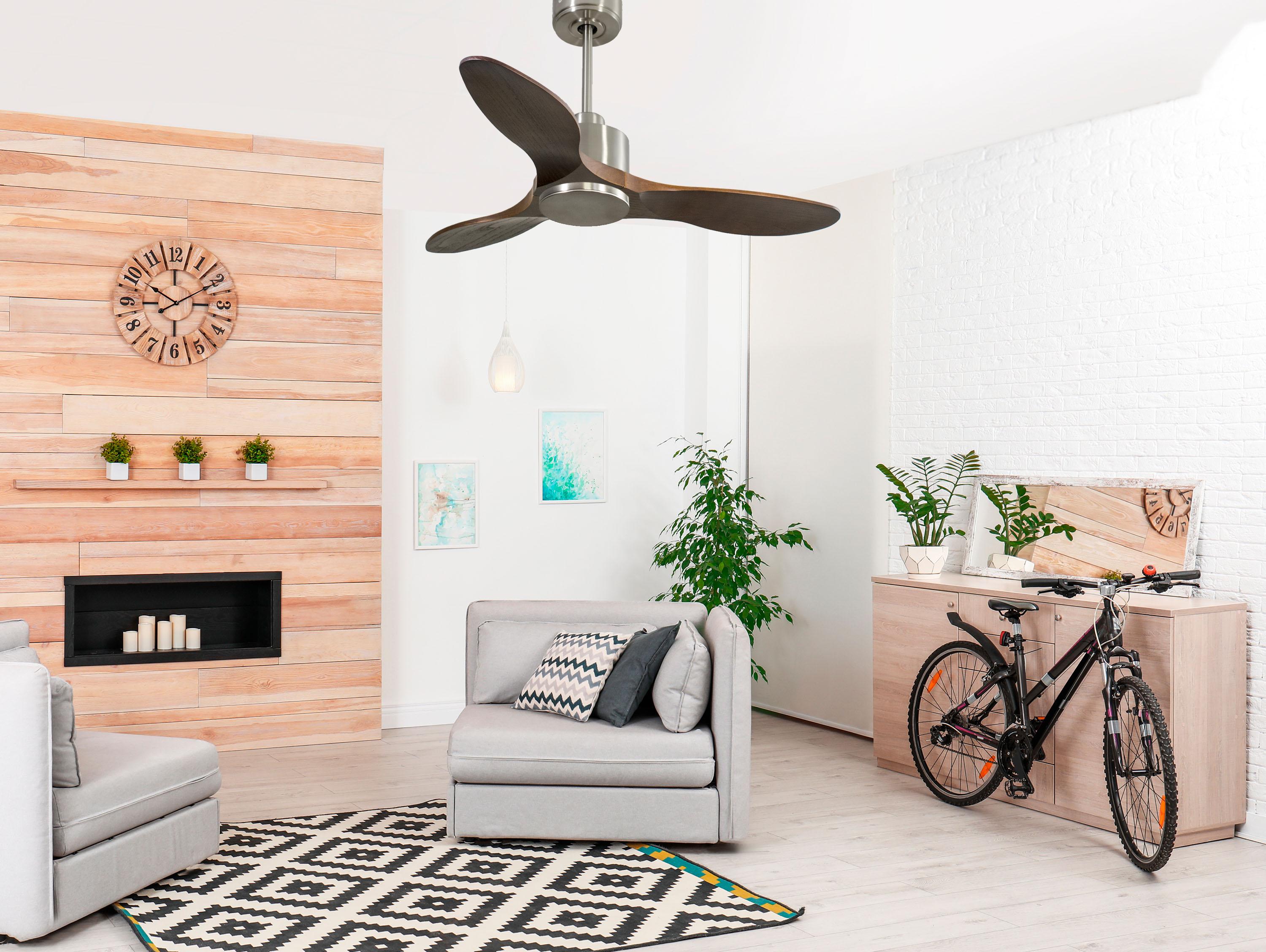 Ventilatore da soffitto Reversibile Termostato Wifi Motore CC Tetti inclinati Telecomando Hypersilence Memoria