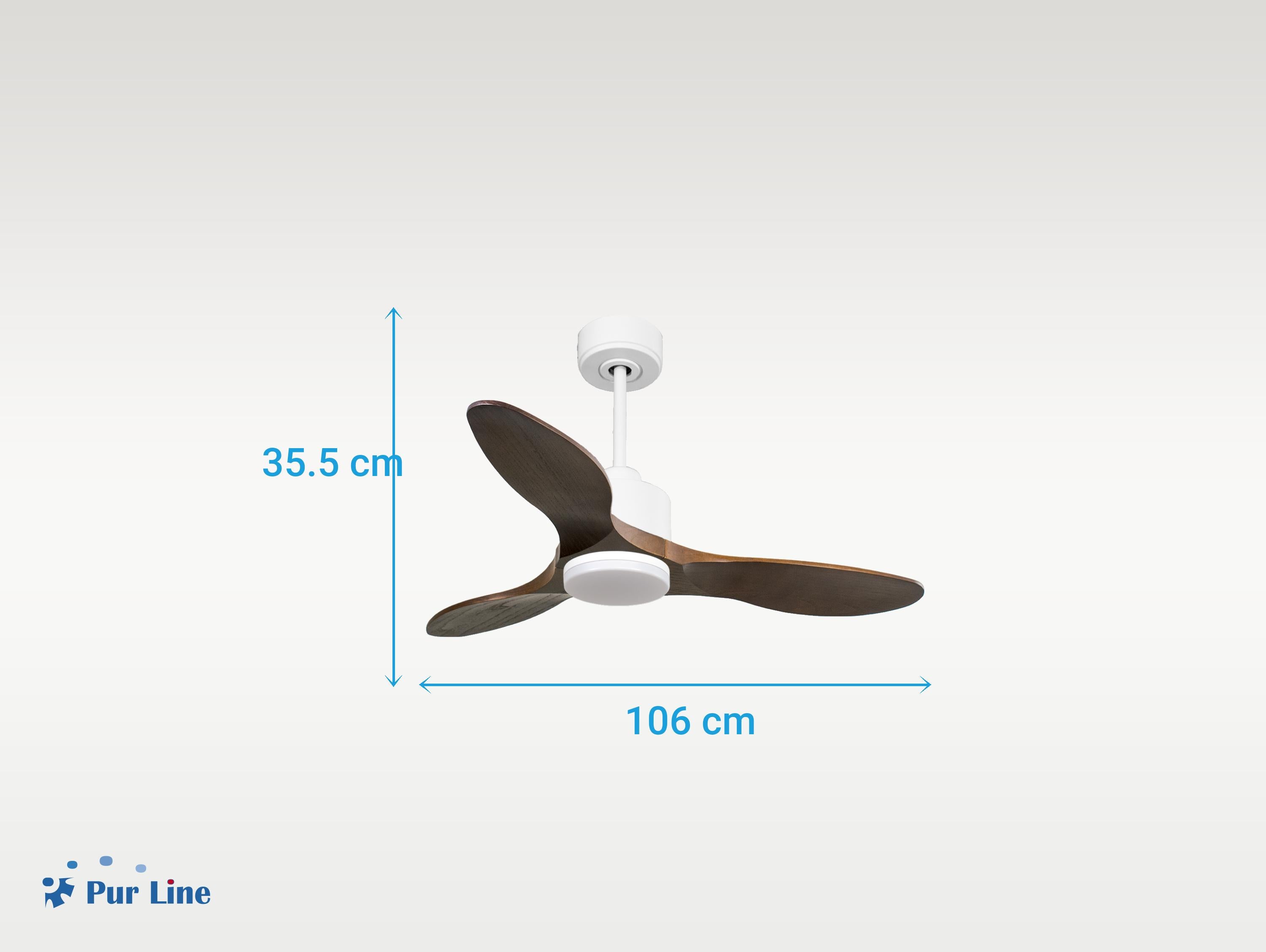 Ventilatore da soffitto Reversibile Termostato Dimmabile Wifi Motore CC Tetti inclinati Telecomando Luce a tre toni Hypersilence Memoria