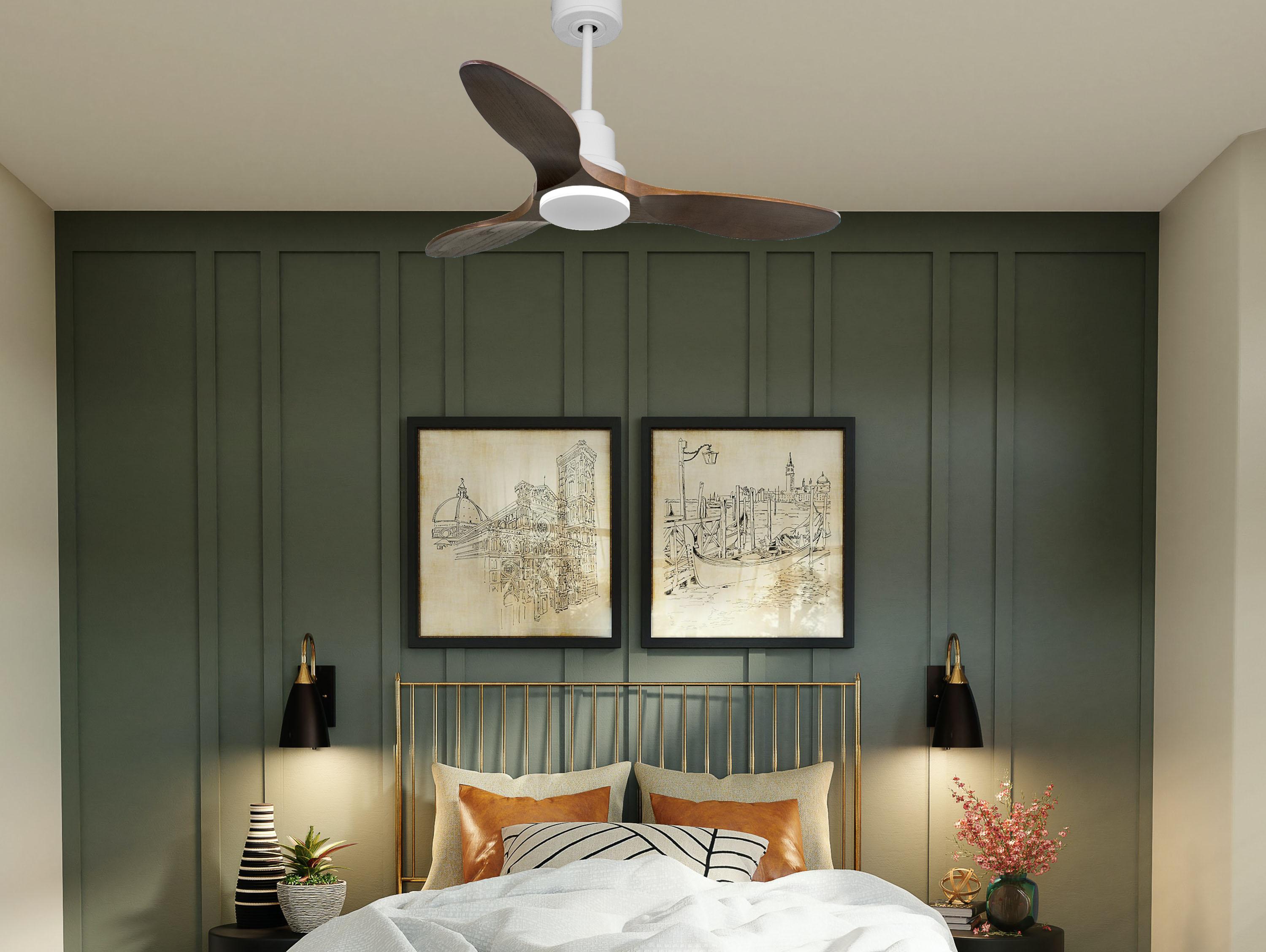 Ventilatore da soffitto Reversibile Termostato Wifi Motore CC Tetti inclinati Telecomando Hypersilence Memoria