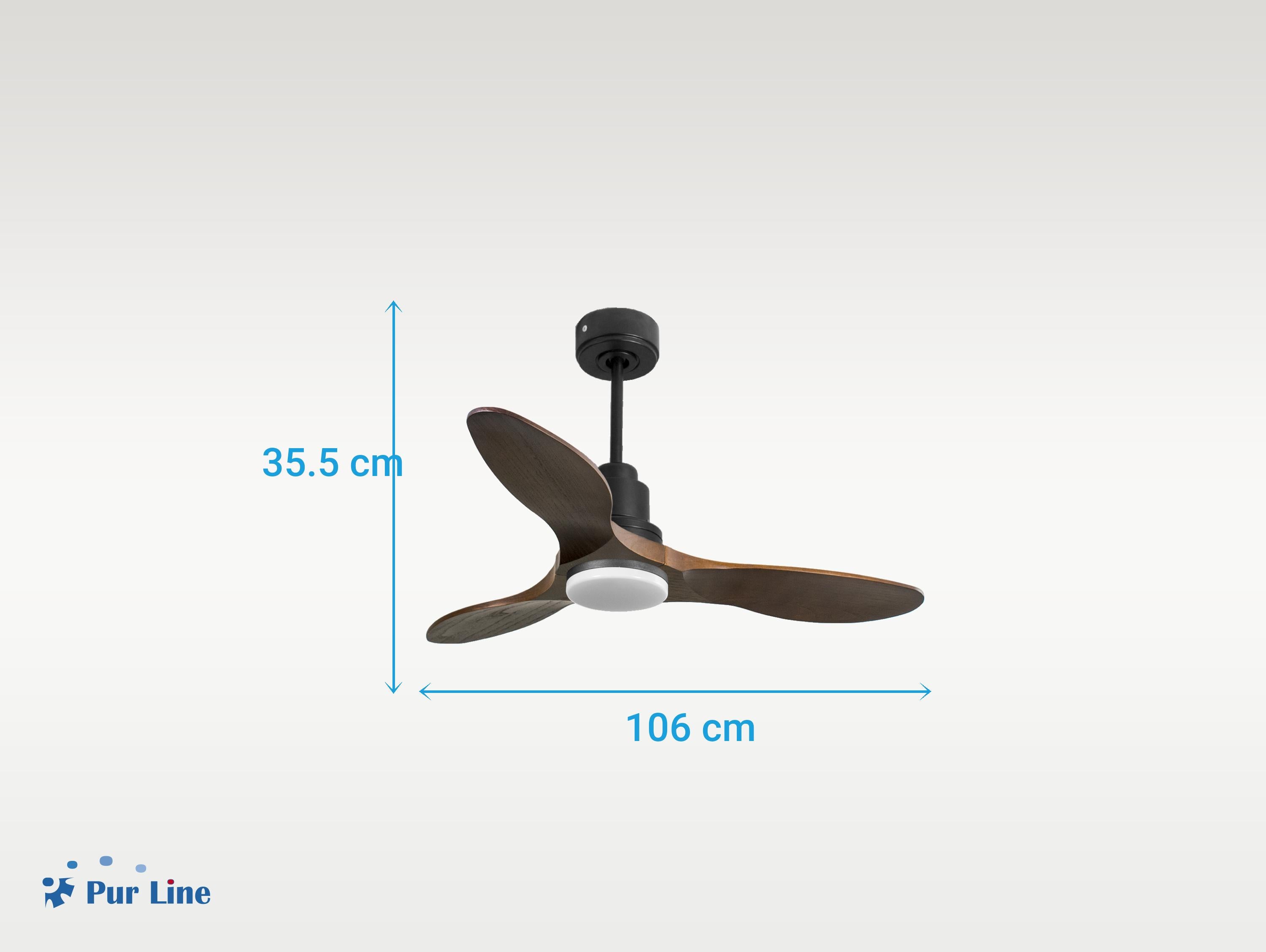 Ventilatore da soffitto Reversibile Termostato Dimmabile Wifi Motore CC Tetti inclinati Telecomando Luce a tre toni Hypersilence Memoria Shopify Vendible (AUTOMATICO)