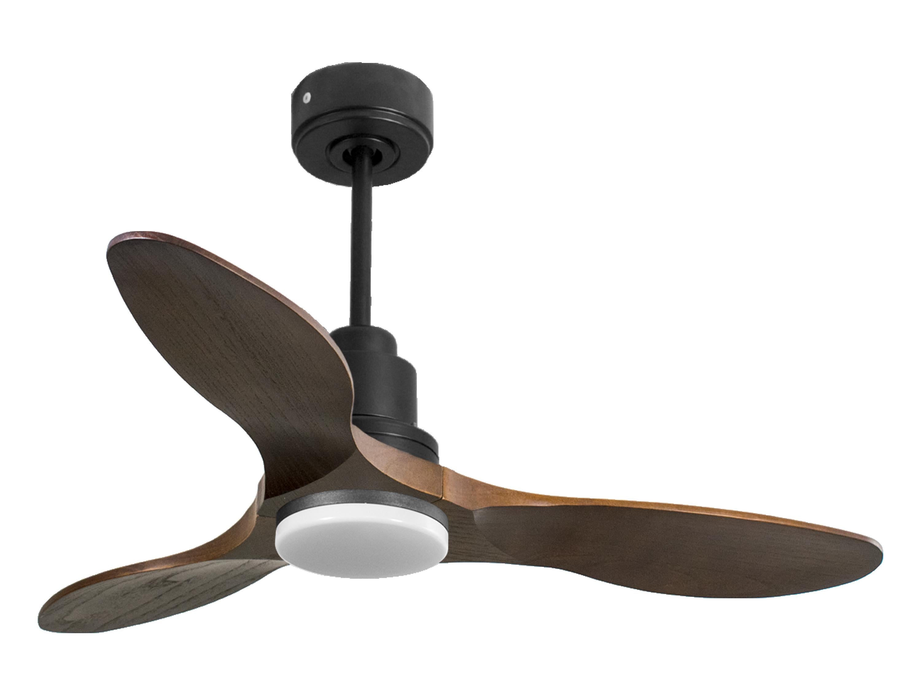 Ventilatore da soffitto Reversibile Termostato Dimmabile Wifi Motore CC Tetti inclinati Telecomando Luce a tre toni Hypersilence Memoria Shopify Vendible (AUTOMATICO)