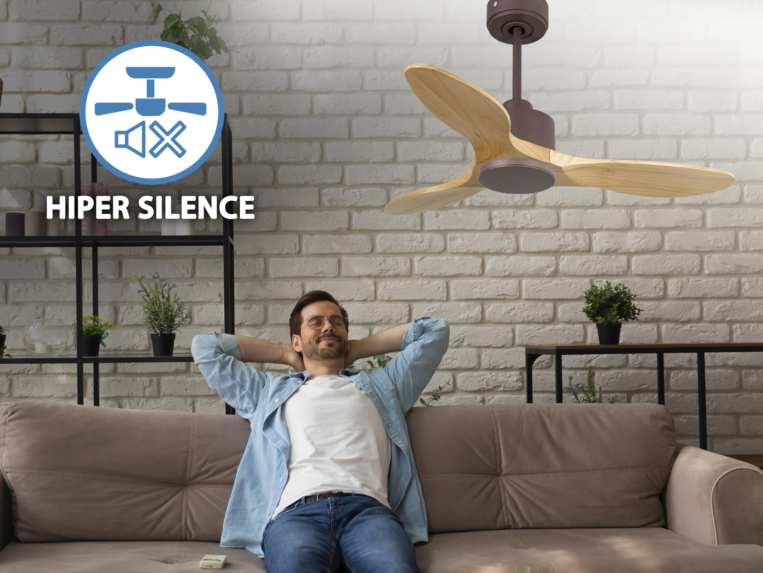 Ventilatore da soffitto Reversibile Termostato Wifi Motore CC Tetti inclinati Telecomando Hypersilence Memoria