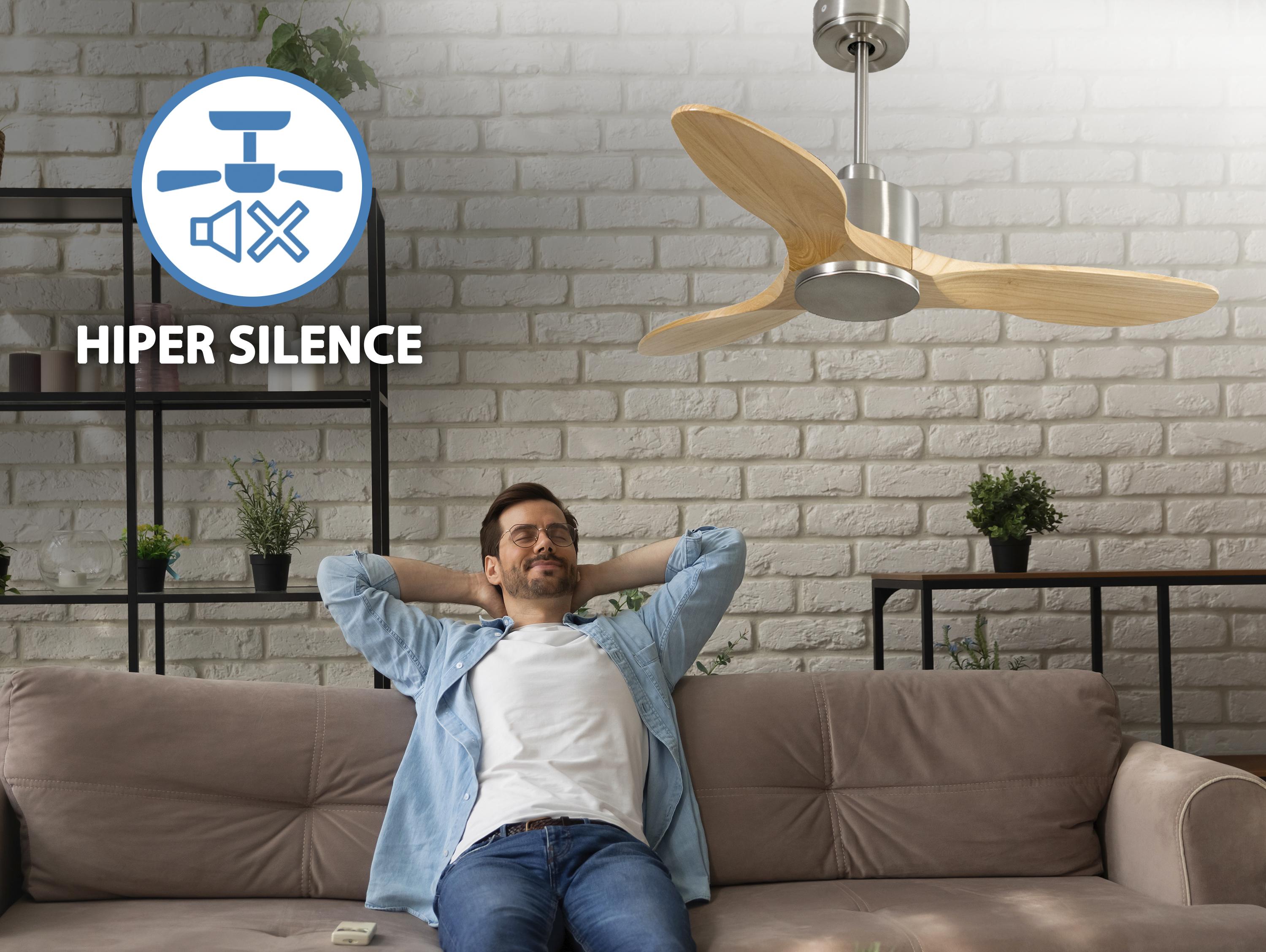 Ventilatore da soffitto Reversibile Termostato Wifi Motore CC Tetti inclinati Telecomando Hypersilence Memoria