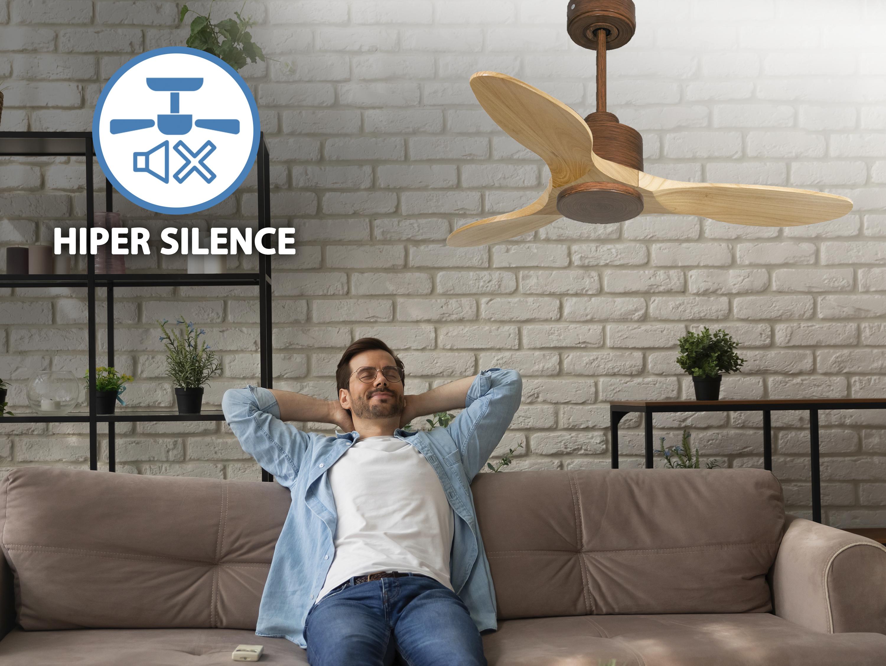Ventilatore da soffitto Reversibile Termostato Wifi Motore CC Tetti inclinati Telecomando Hypersilence Memoria