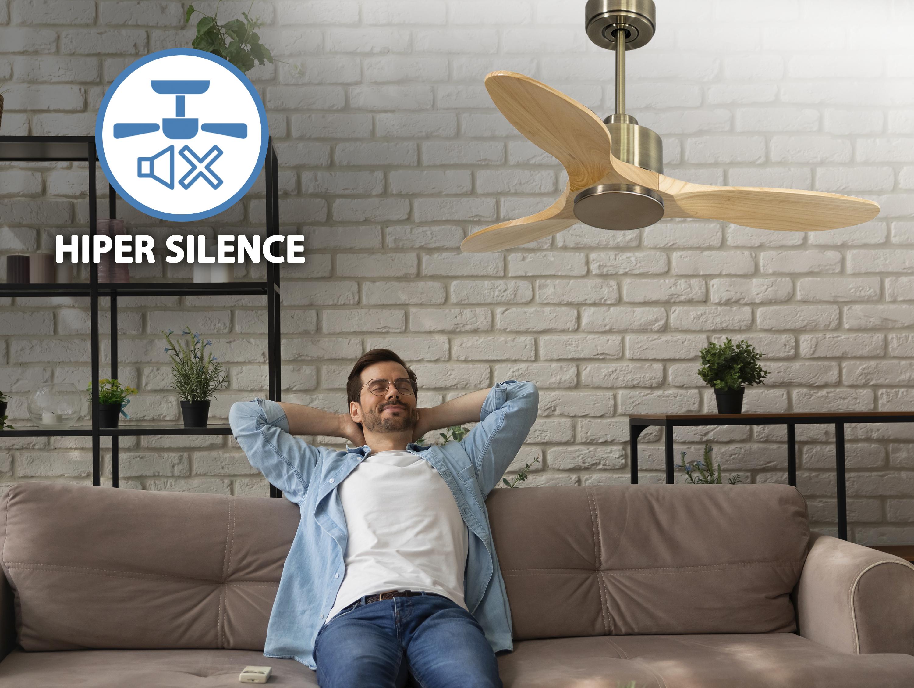 Ventilatore da soffitto Reversibile Termostato Wifi Motore CC Tetti inclinati Telecomando Hypersilence Memoria