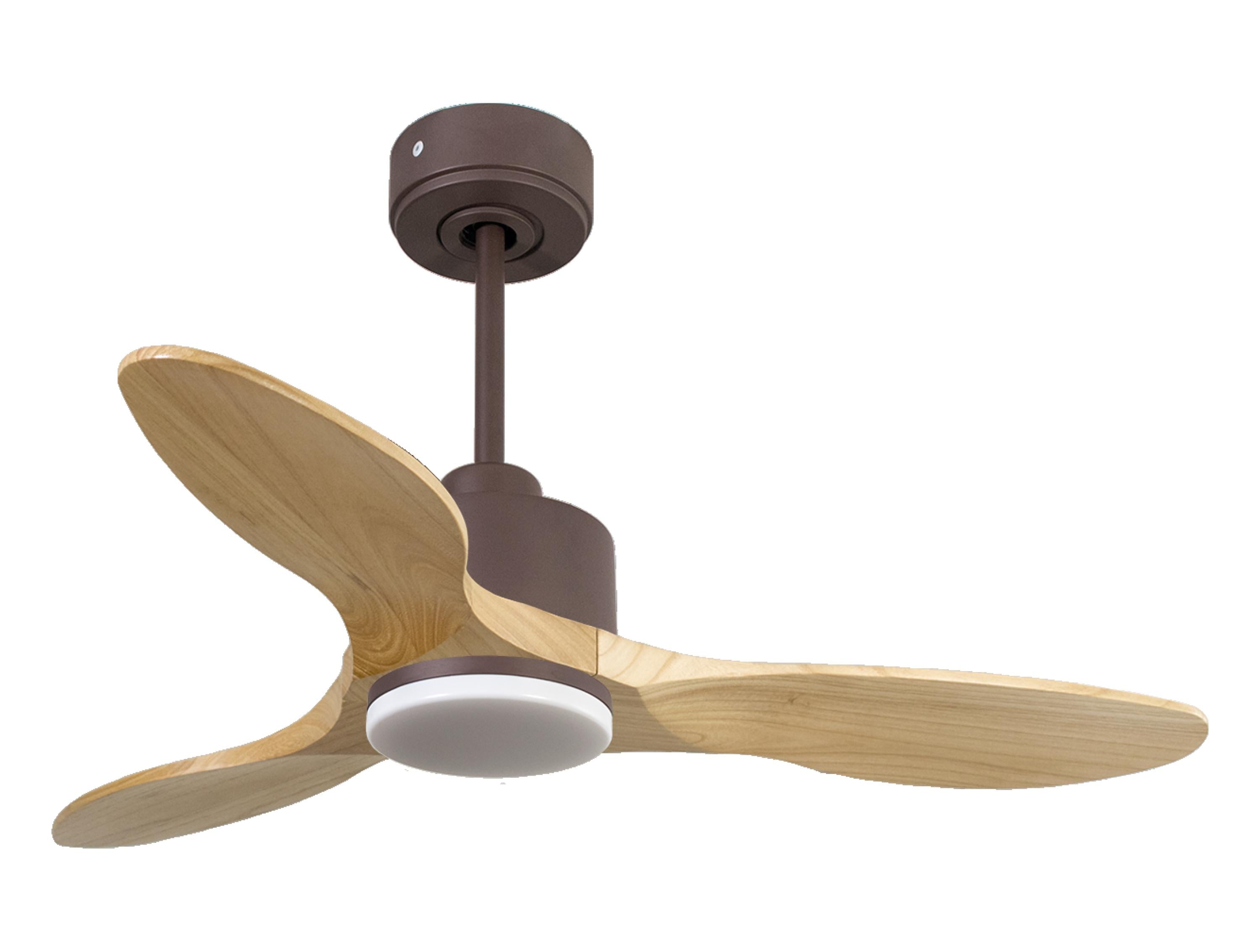 Ventilatore da soffitto Reversibile Termostato Dimmabile Wifi Motore CC Tetti inclinati Telecomando Luce a tre toni Hypersilence Memoria