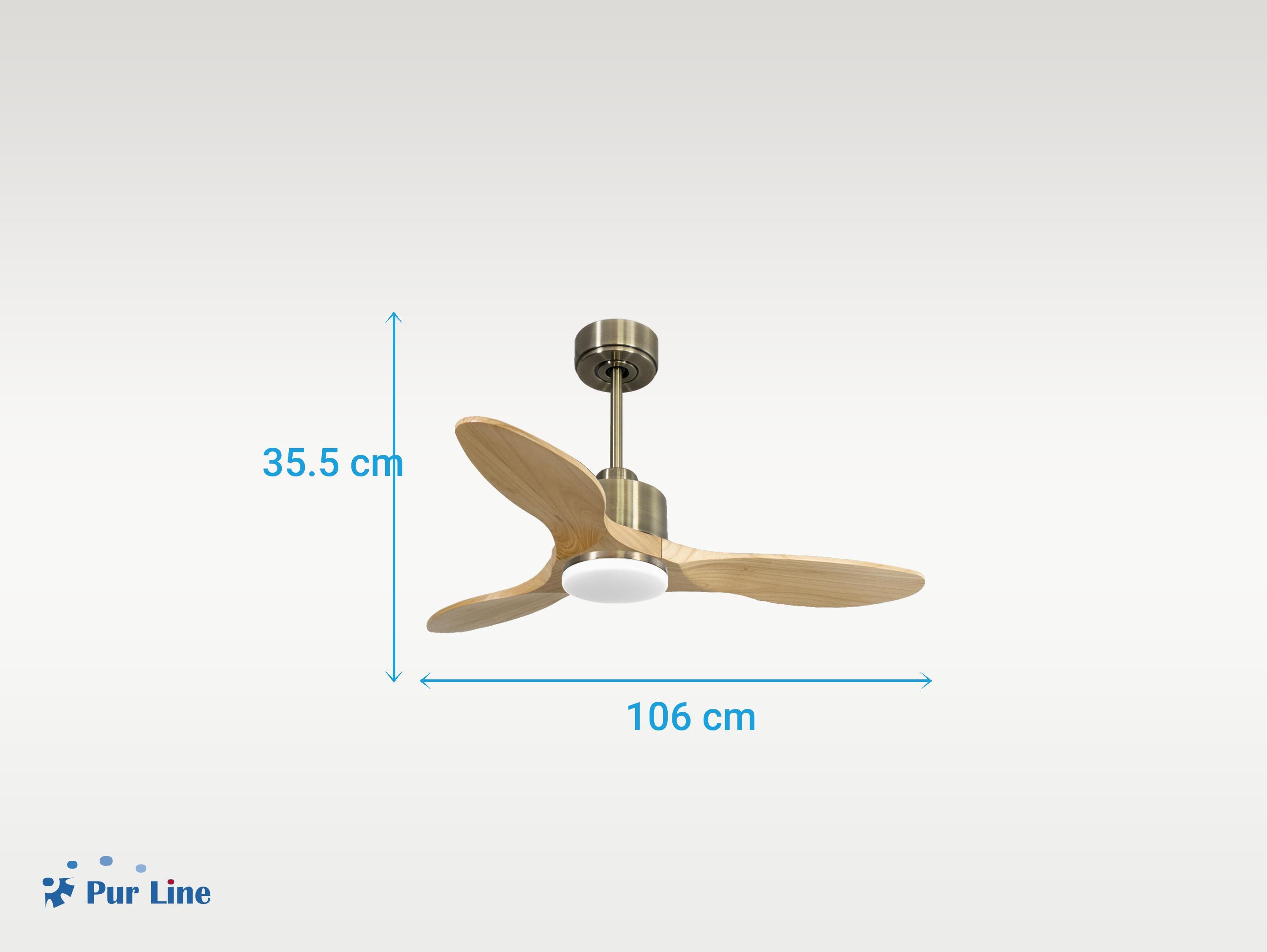 Ventilatore da soffitto Reversibile Termostato Dimmabile Wifi Motore CC Tetti inclinati Telecomando Luce a tre toni Hypersilence Memoria