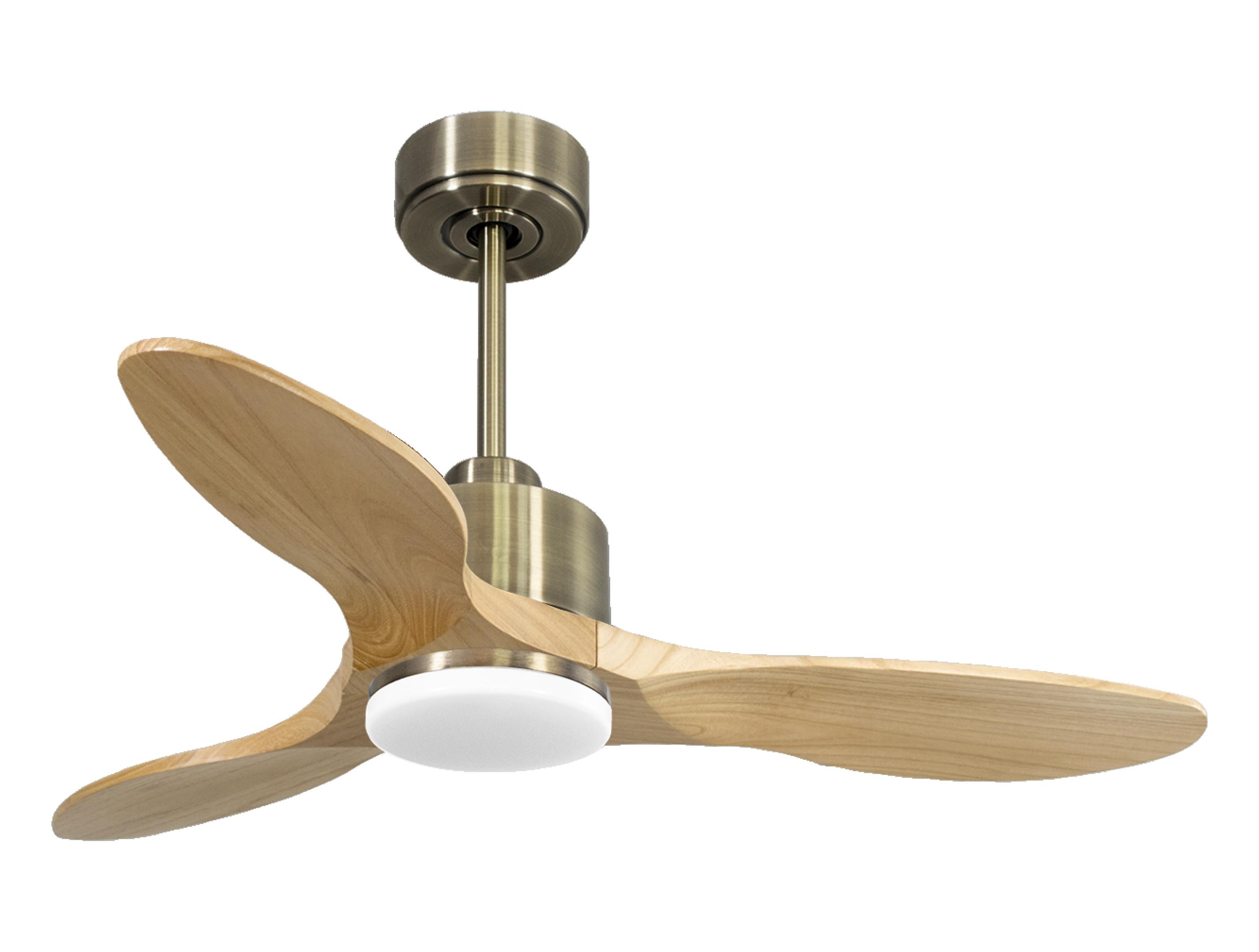 Ventilatore da soffitto Reversibile Termostato Dimmabile Wifi Motore CC Tetti inclinati Telecomando Luce a tre toni Hypersilence Memoria