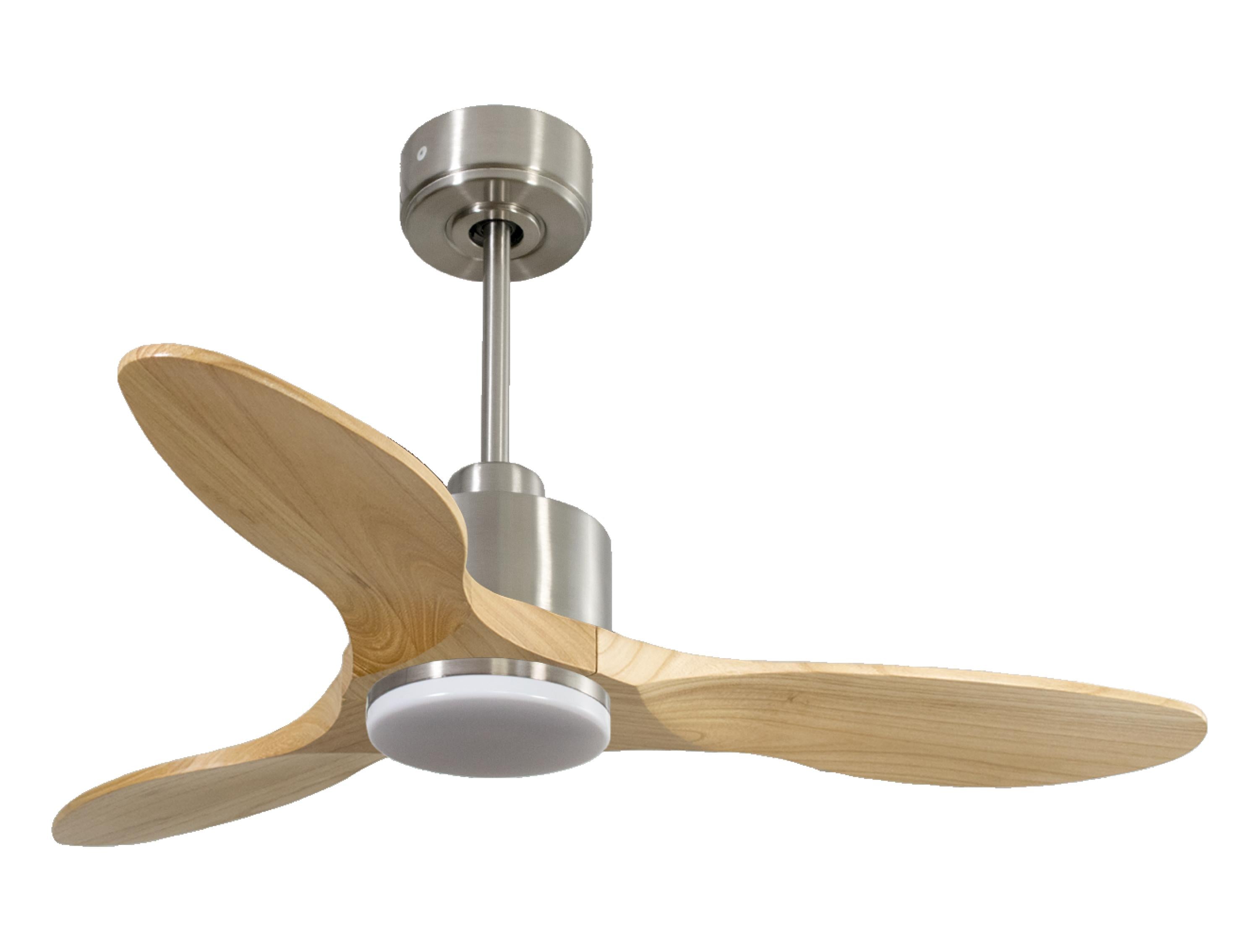 Ventilatore da soffitto Reversibile Termostato Dimmabile Wifi Motore CC Tetti inclinati Telecomando Luce a tre toni Hypersilence Memoria