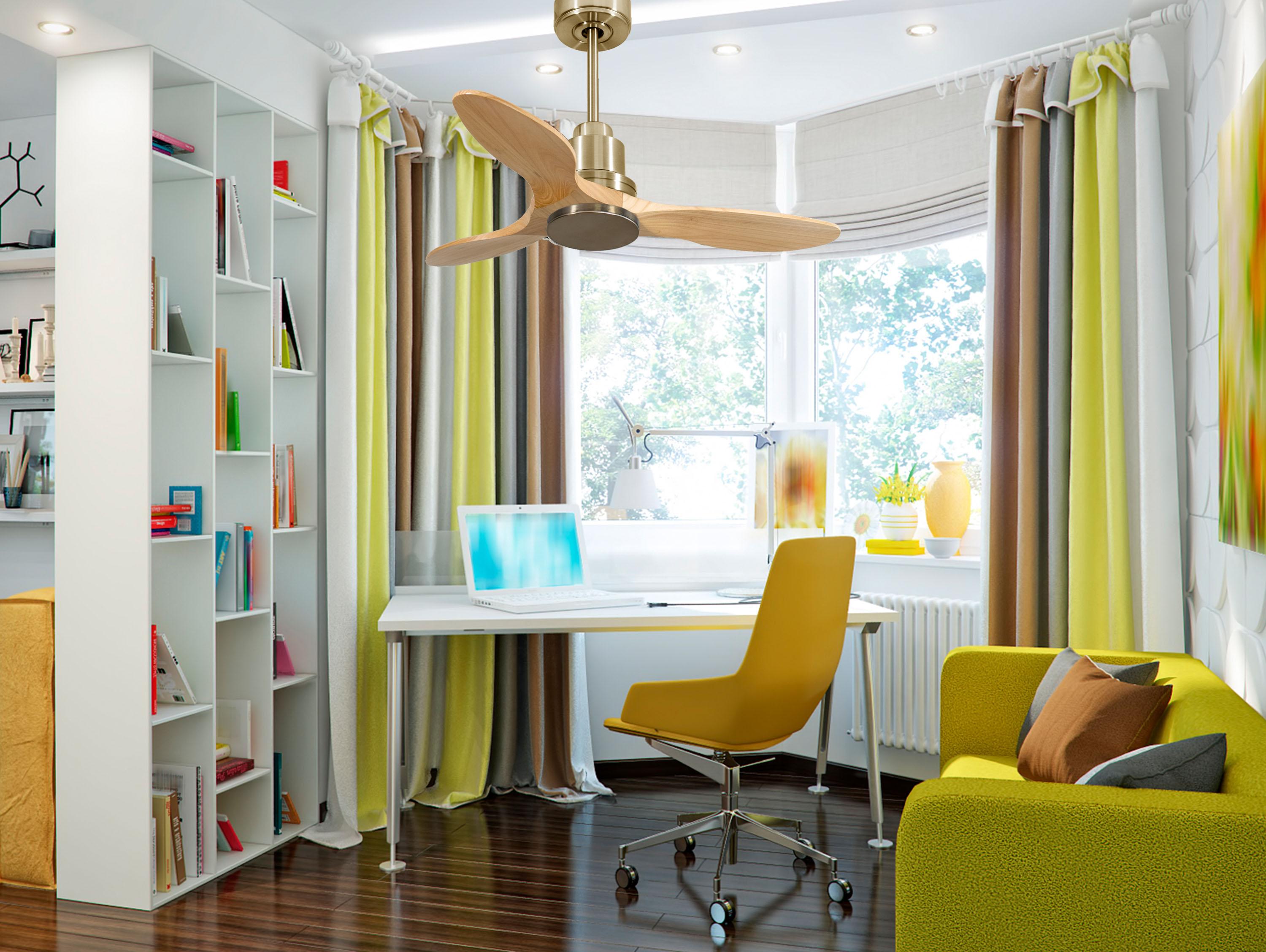 Ventilatore da soffitto Reversibile Termostato Wifi Motore CC Tetti inclinati Telecomando Hypersilence Memoria