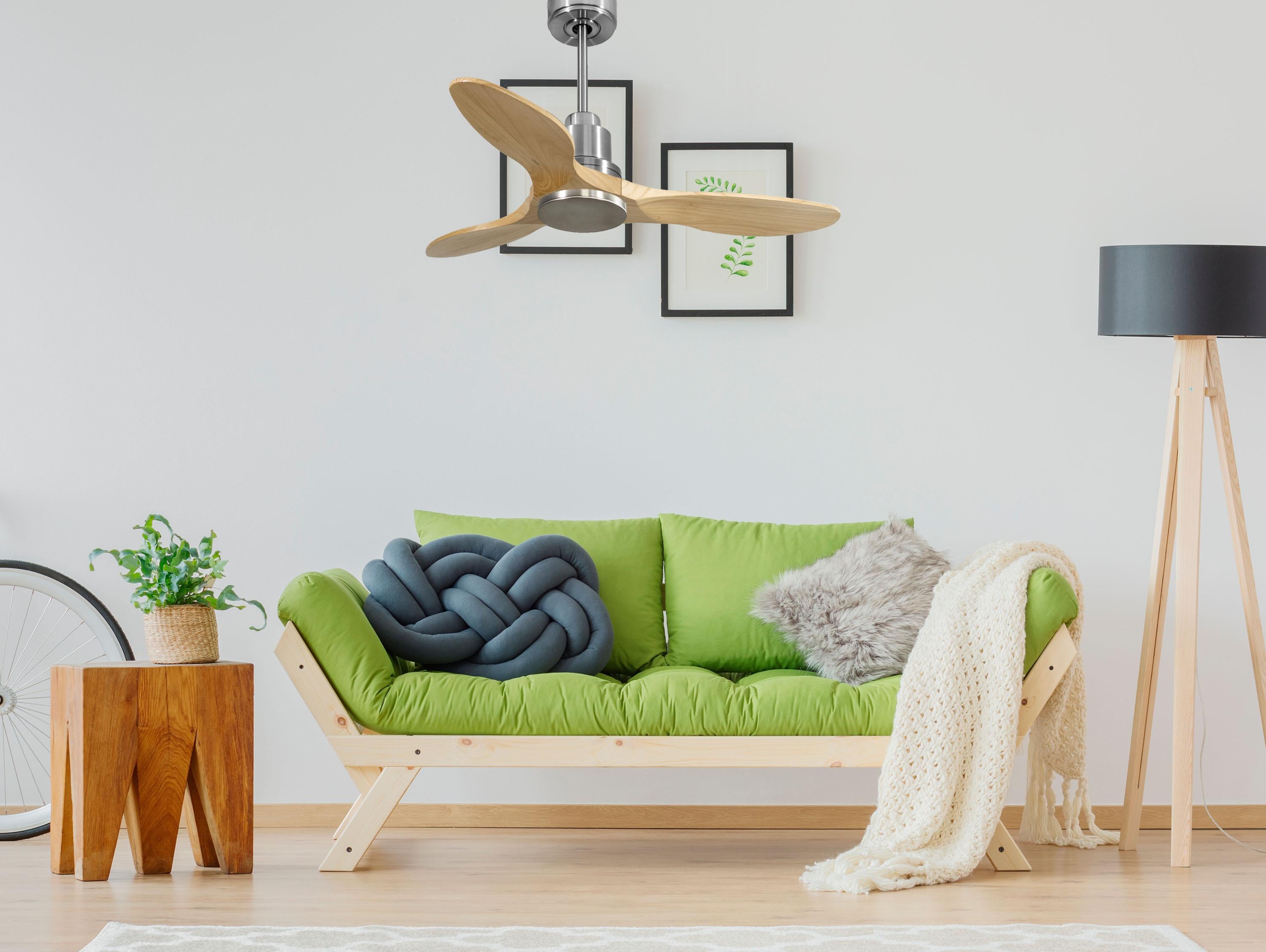 Ventilatore da soffitto Reversibile Termostato Wifi Motore CC Tetti inclinati Telecomando Hypersilence Memoria