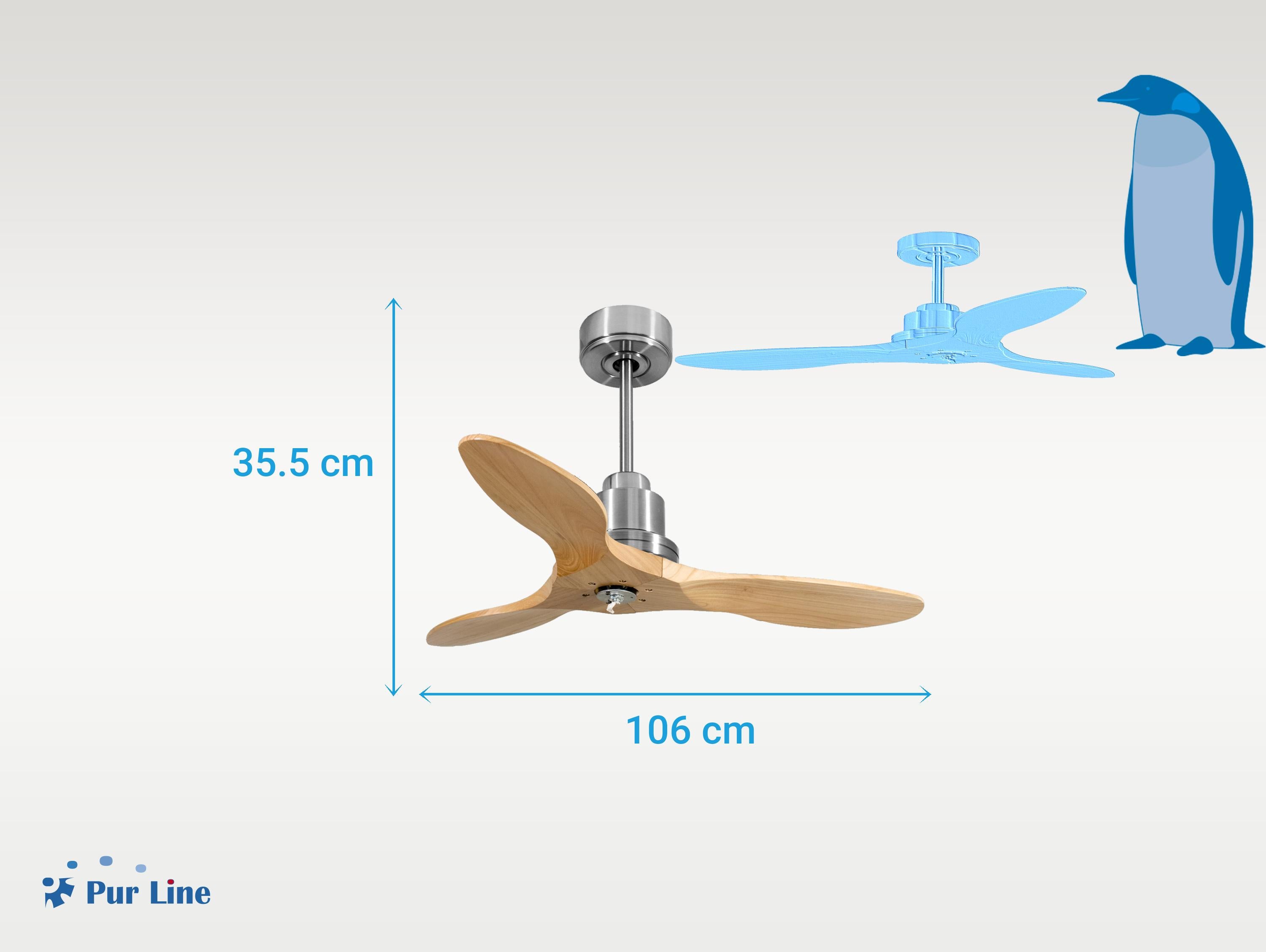 Ventilatore da soffitto Reversibile Termostato Dimmabile Wifi Motore CC Tetti inclinati Telecomando Luce a tre toni Hypersilence Memoria Shopify Vendible (AUTOMATICO)