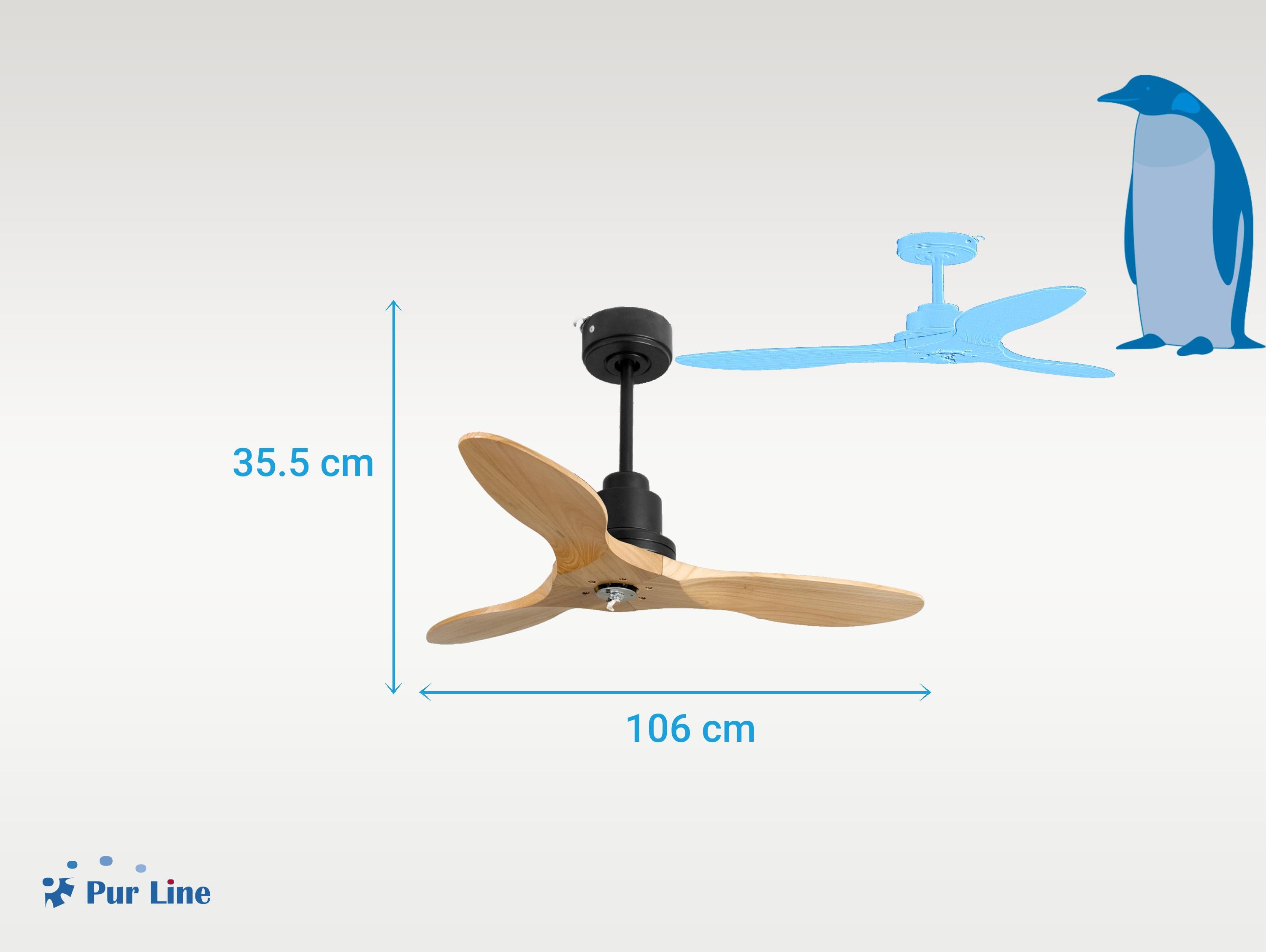 Ventilatore da soffitto Reversibile Termostato Dimmabile Wifi Motore CC Tetti inclinati Telecomando Luce a tre toni Hypersilence Memoria Shopify Vendible (AUTOMATICO)