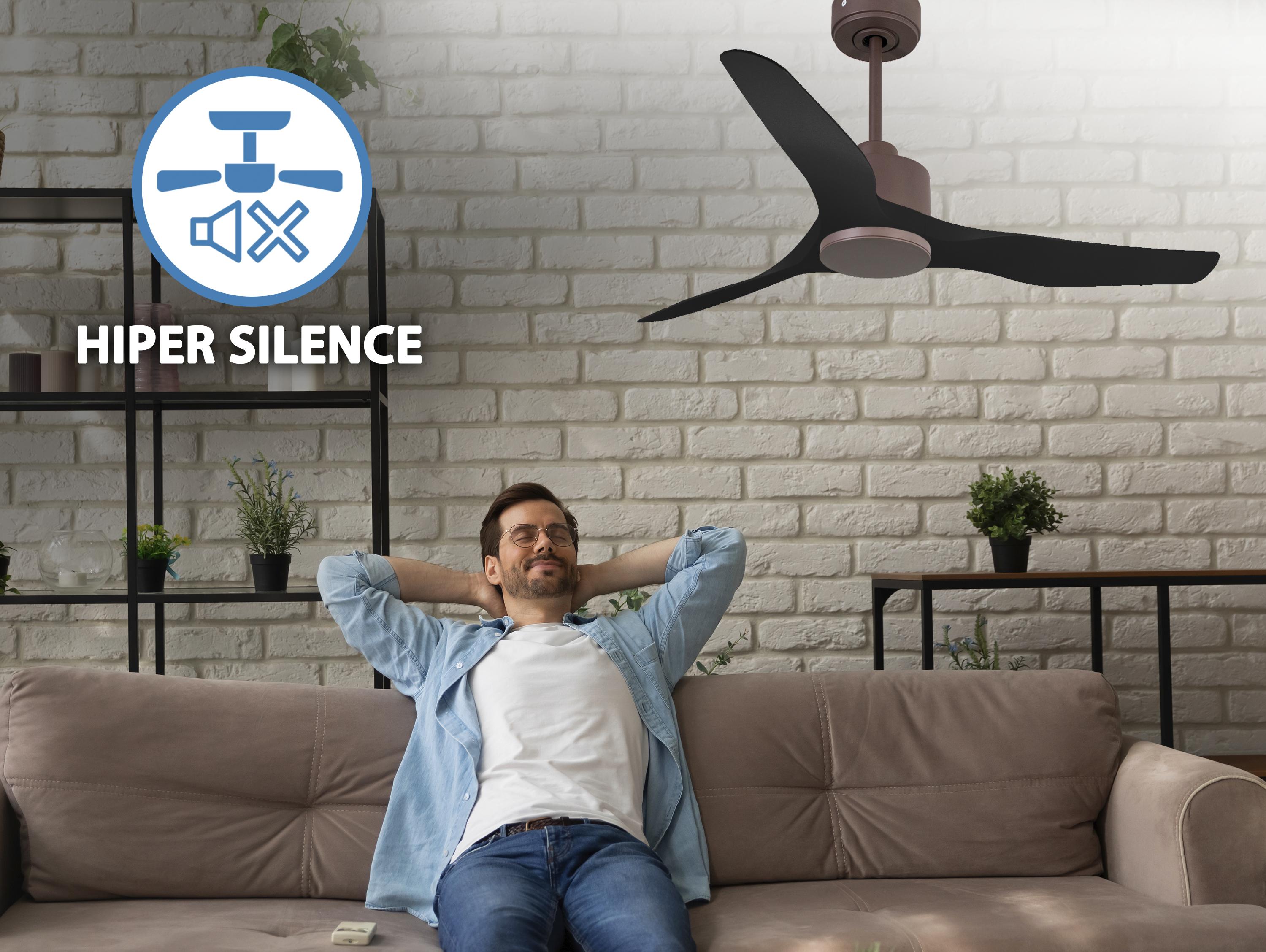 Ventilatore da soffitto Reversibile Termostato Wifi Motore CC Tetti inclinati Telecomando Adattatore 2/3 lame Hypersilence Memoria