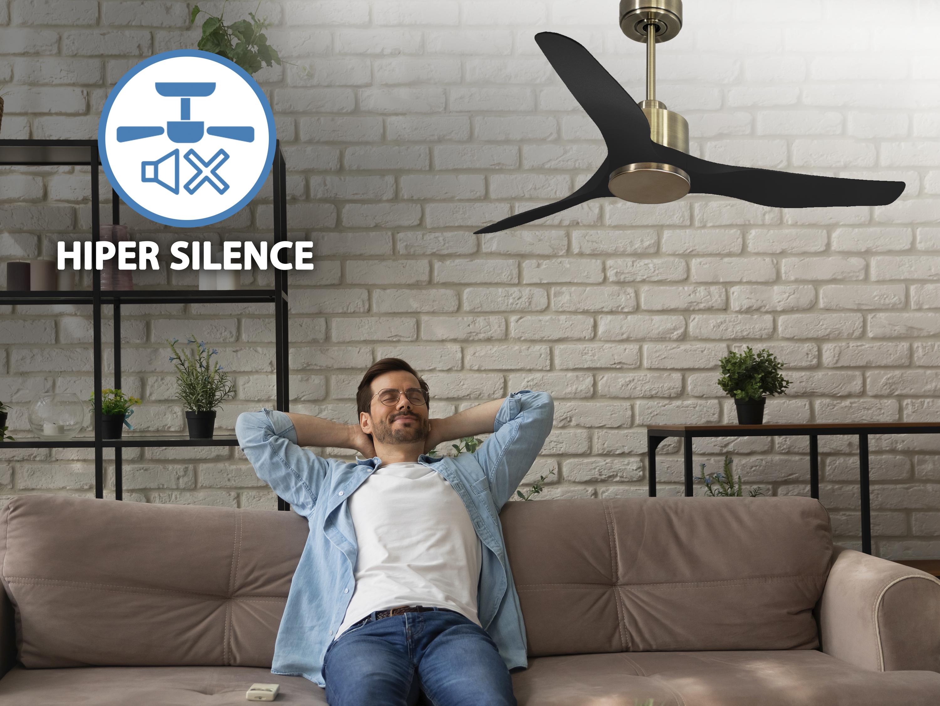 Ventilatore da soffitto Reversibile Termostato Wifi Motore CC Tetti inclinati Telecomando Adattatore 2/3 lame Hypersilence Memoria