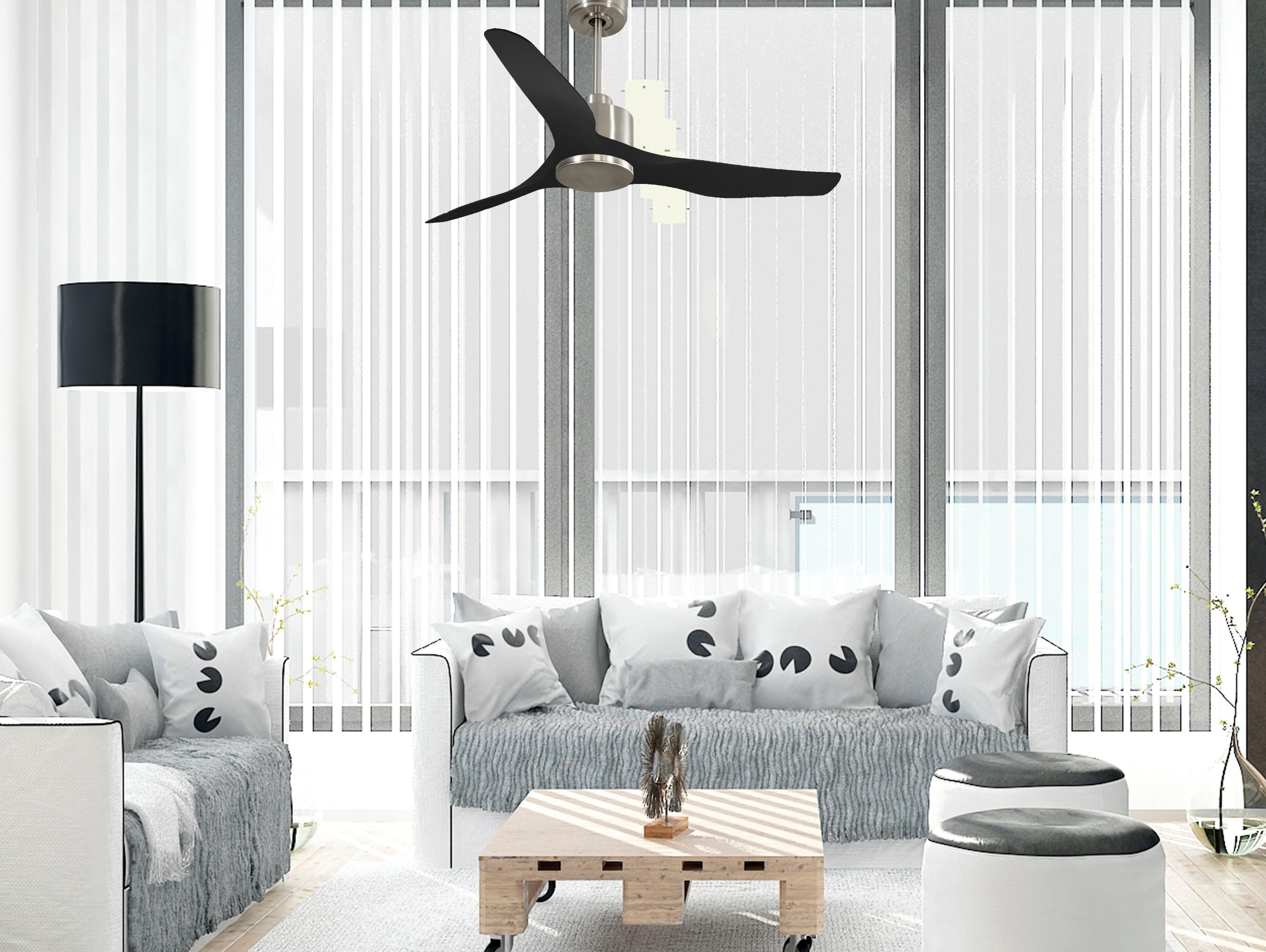 Ventilatore da soffitto Reversibile Termostato Wifi Motore CC Tetti inclinati Telecomando Adattatore 2/3 lame Hypersilence Memoria