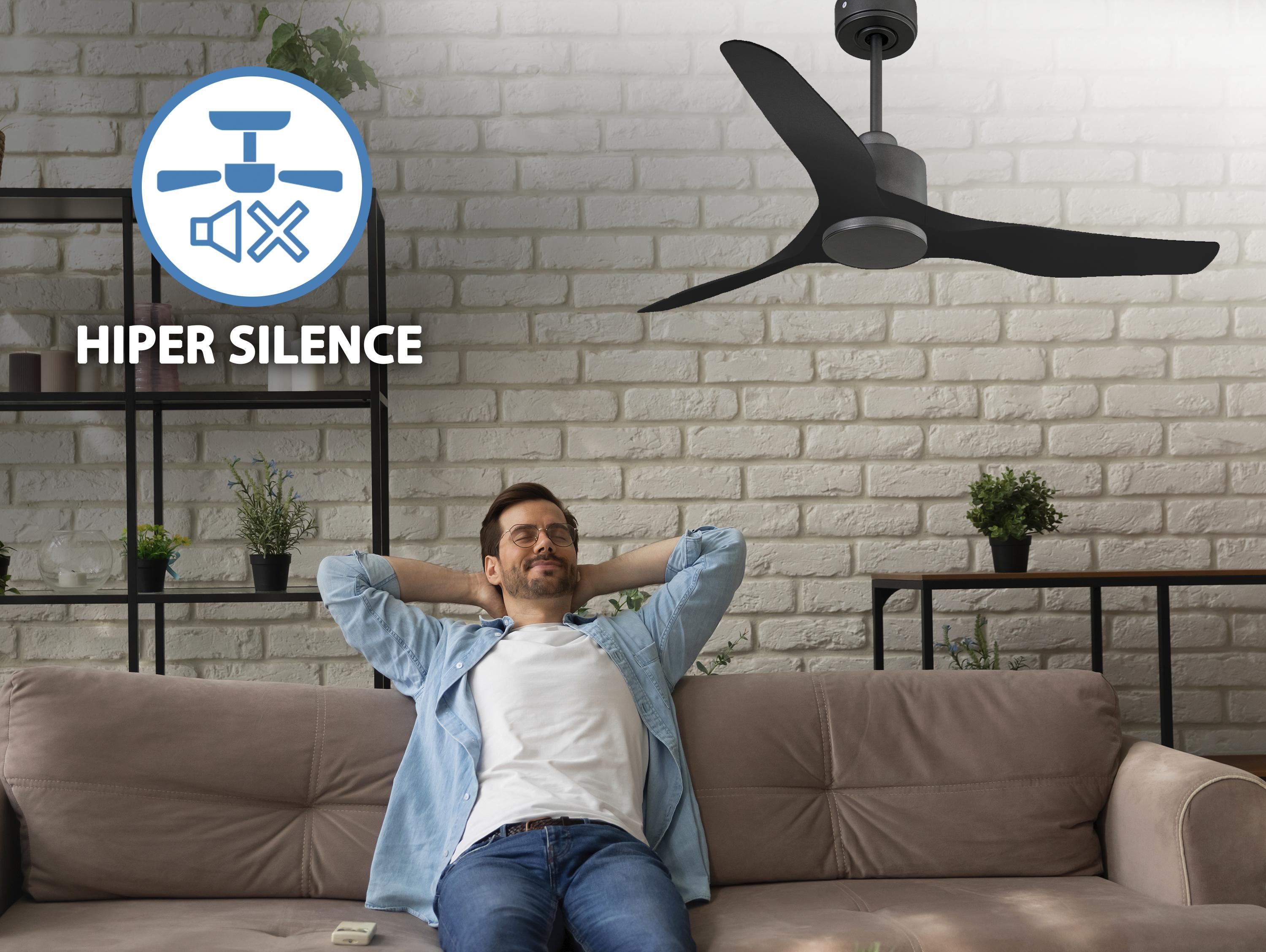 Ventilatore da soffitto Reversibile Termostato Wifi Motore CC Tetti inclinati Telecomando Adattatore 2/3 lame Hypersilence Memoria