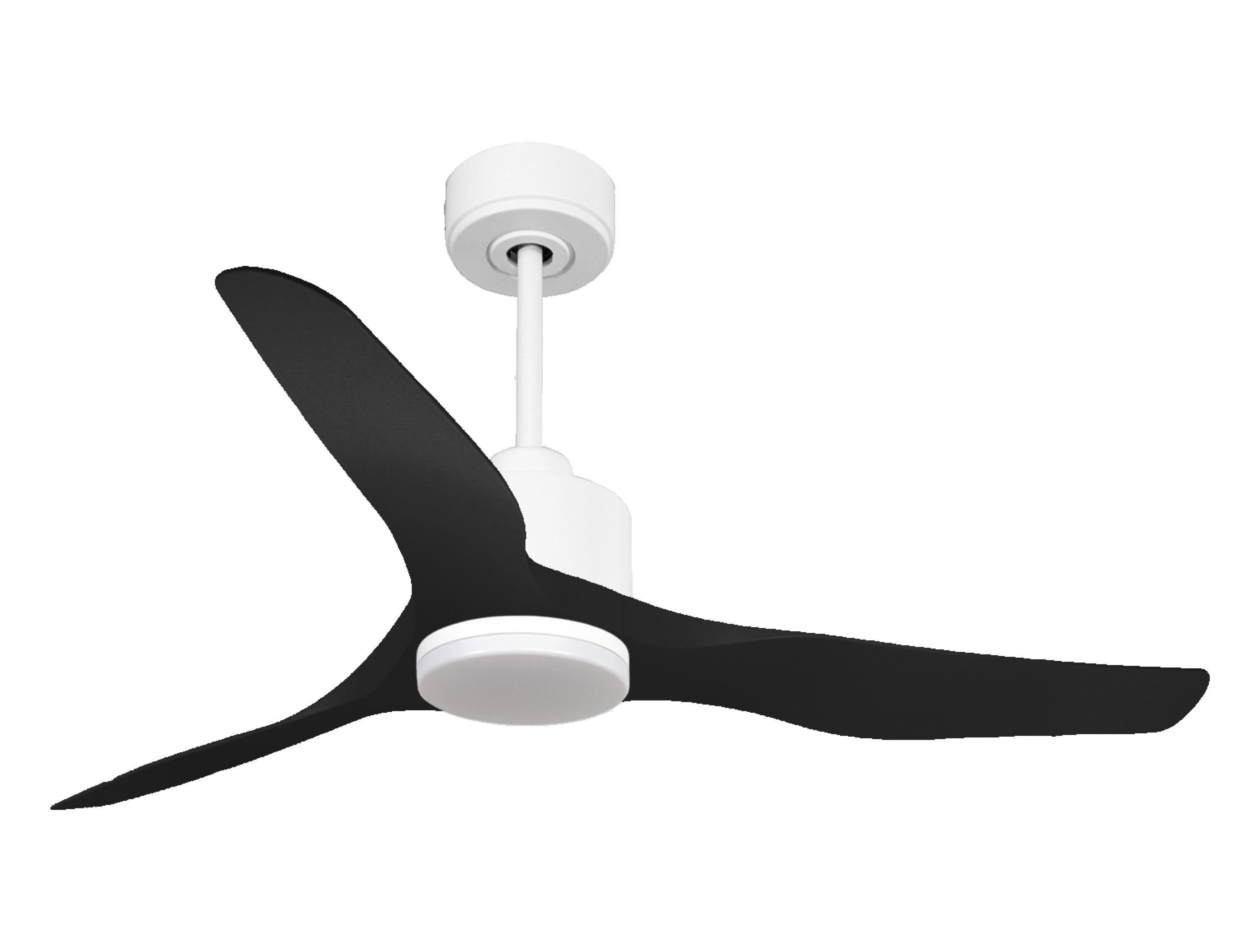 Ventilatore da soffitto Reversibile Termostato Dimmabile Wifi Motore CC Tetti inclinati Telecomando Luce a tre toni Adattatore 2/3 lame Hypersilence Memoria
