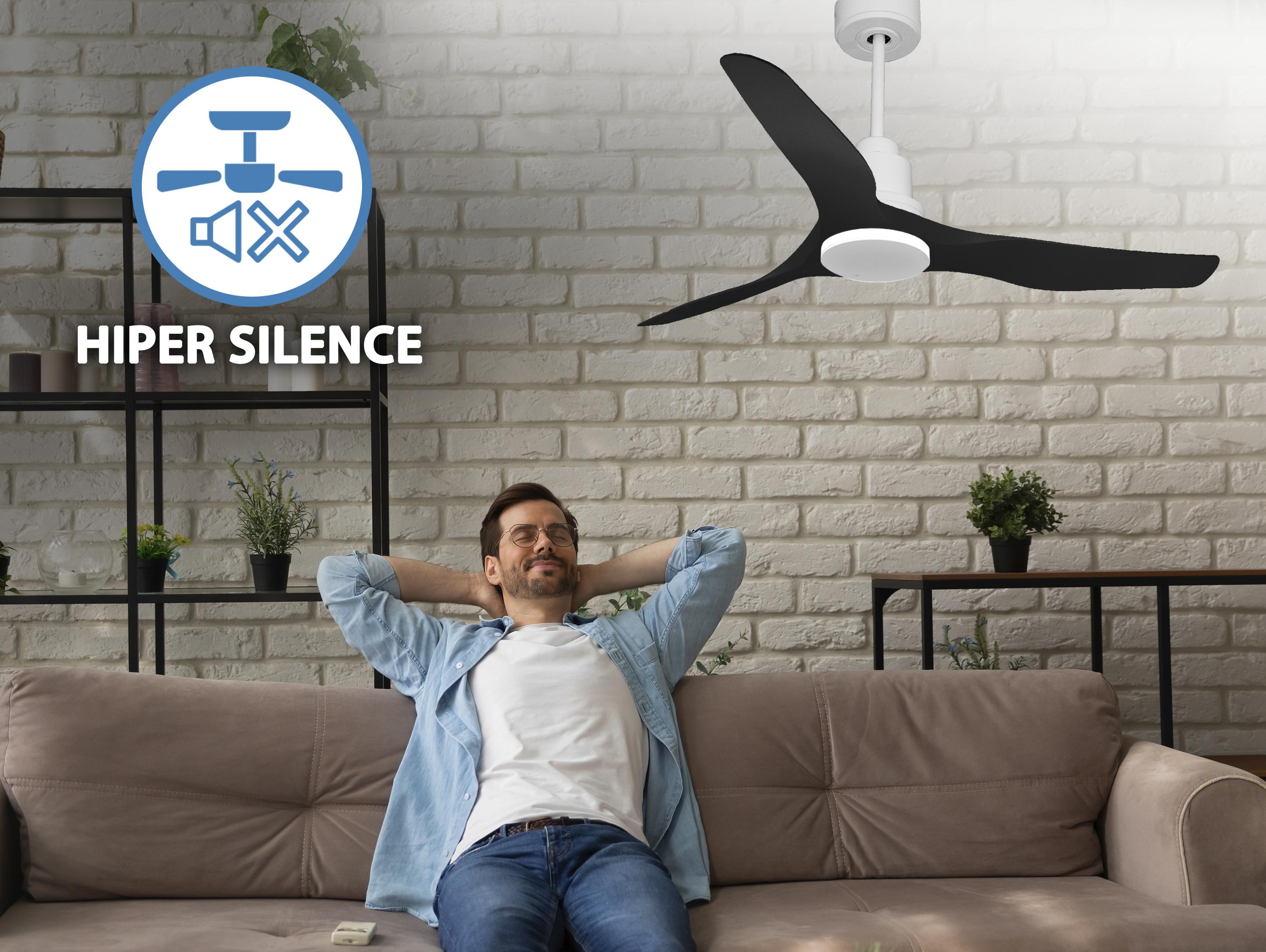 Ventilatore da soffitto Reversibile Termostato Wifi Motore CC Tetti inclinati Telecomando Adattatore 2/3 lame Hypersilence Memoria