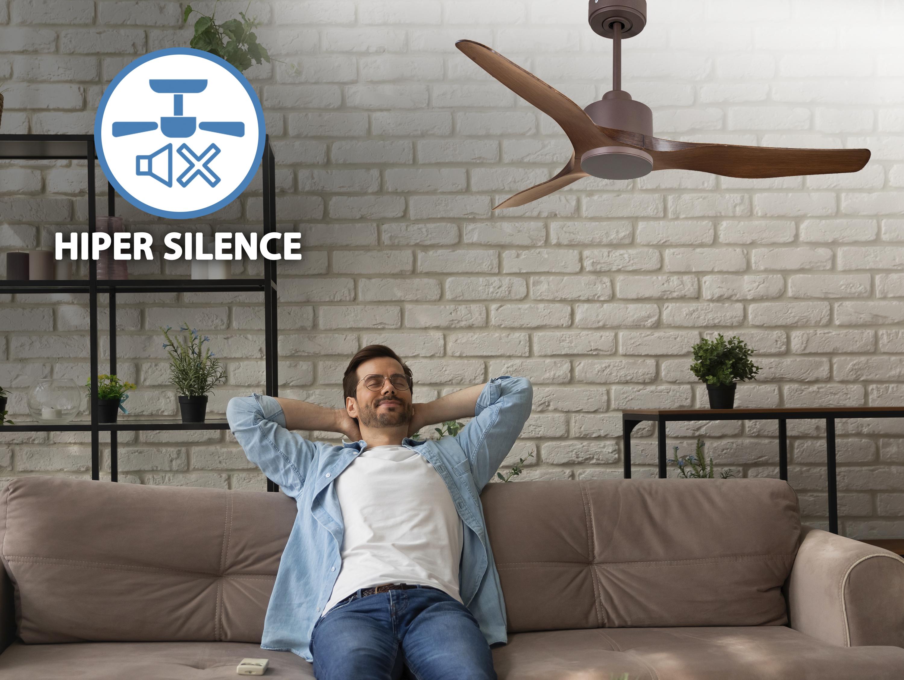 Ventilatore da soffitto Reversibile Termostato Wifi Motore CC Tetti inclinati Telecomando Adattatore 2/3 lame Hypersilence Memoria