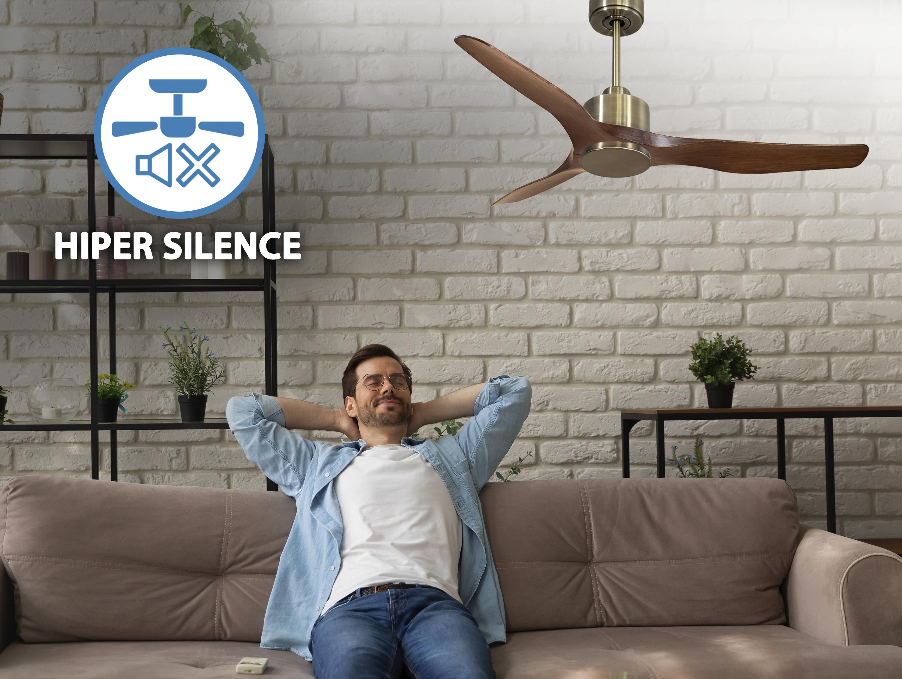 Ventilatore da soffitto Reversibile Termostato Wifi Motore CC Tetti inclinati Telecomando Adattatore 2/3 lame Hypersilence Memoria