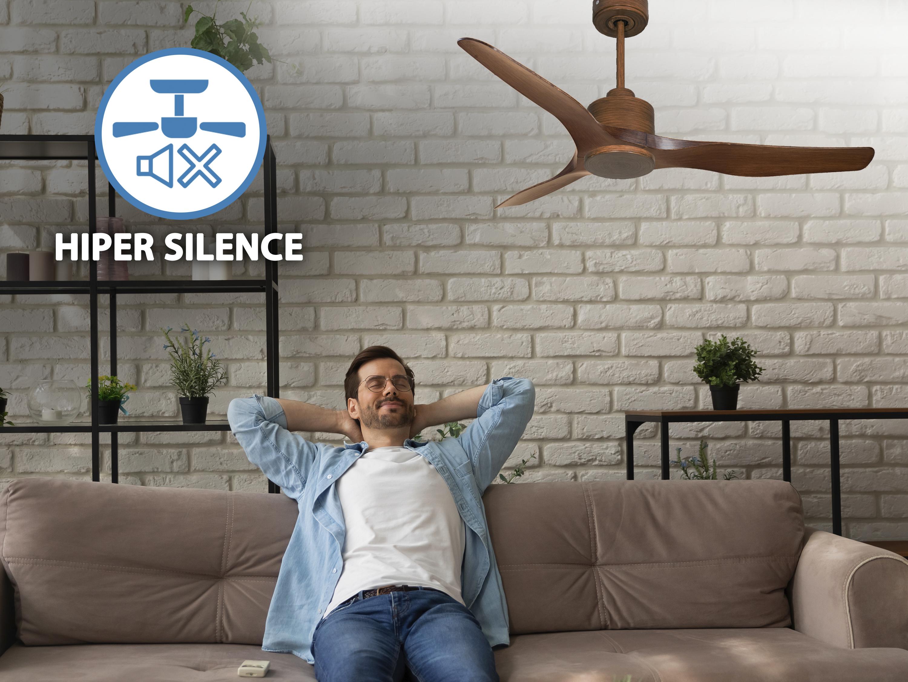 Ventilatore da soffitto Reversibile Termostato Wifi Motore CC Tetti inclinati Telecomando Adattatore 2/3 lame Hypersilence Memoria