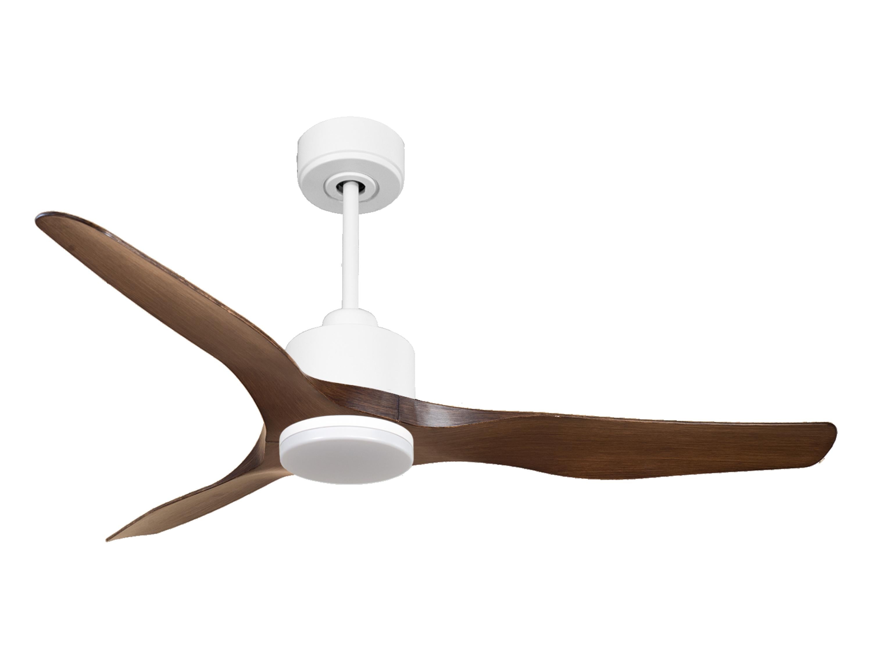 Ventilatore da soffitto Reversibile Termostato Dimmabile Wifi Motore CC Tetti inclinati Telecomando Luce a tre toni Adattatore 2/3 lame Hypersilence Memoria