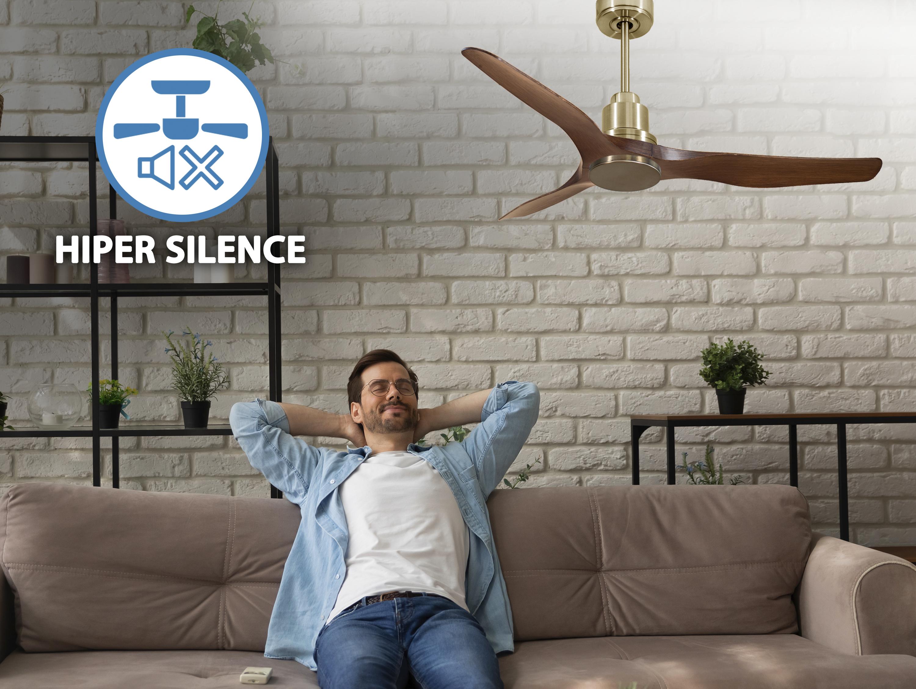 Ventilatore da soffitto Reversibile Termostato Wifi Motore CC Tetti inclinati Telecomando Adattatore 2/3 lame Hypersilence Memoria