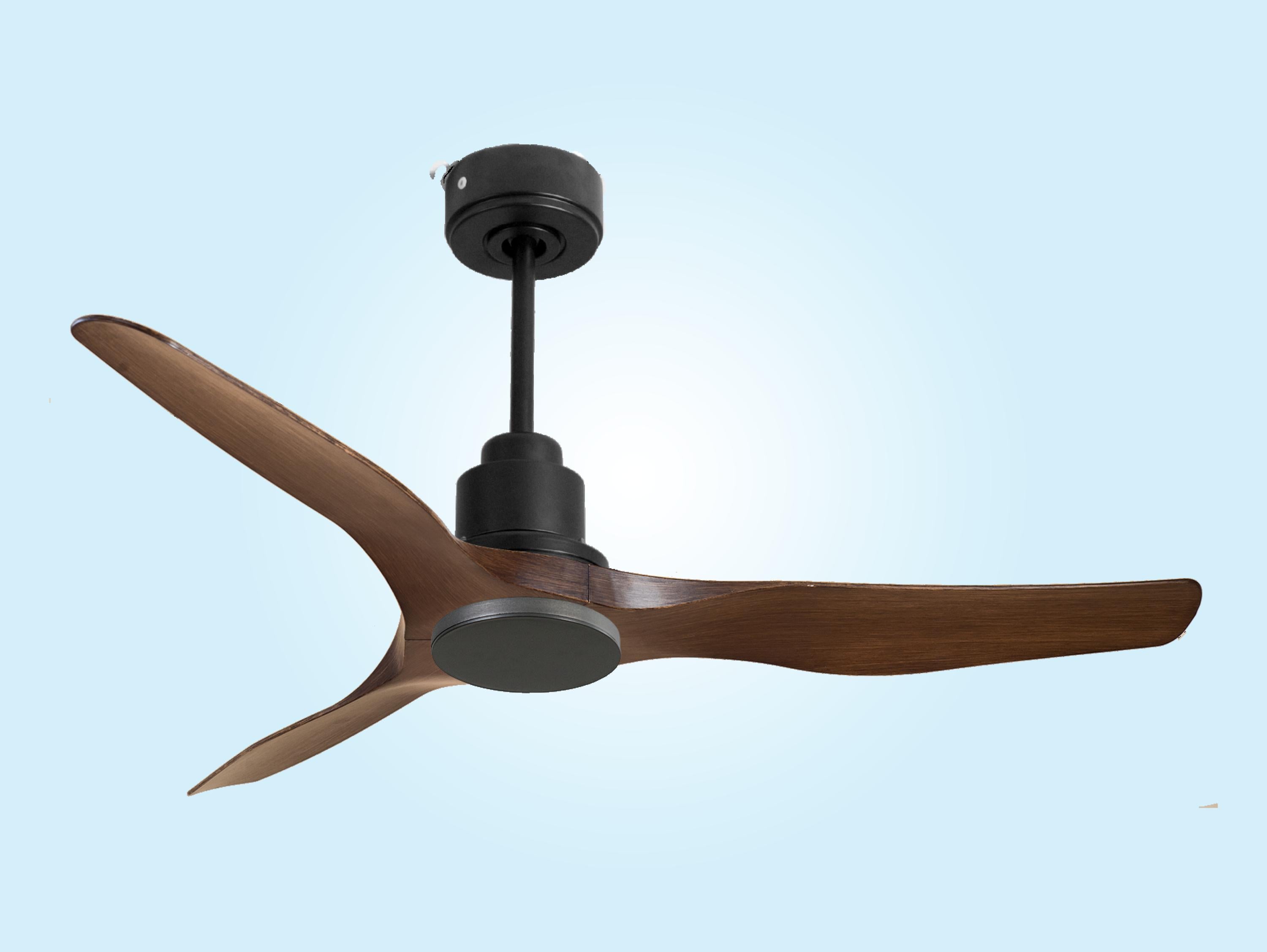 Ventilatore da soffitto Reversibile Termostato Wifi Motore CC Tetti inclinati Telecomando Adattatore 2/3 lame Hypersilence Memoria