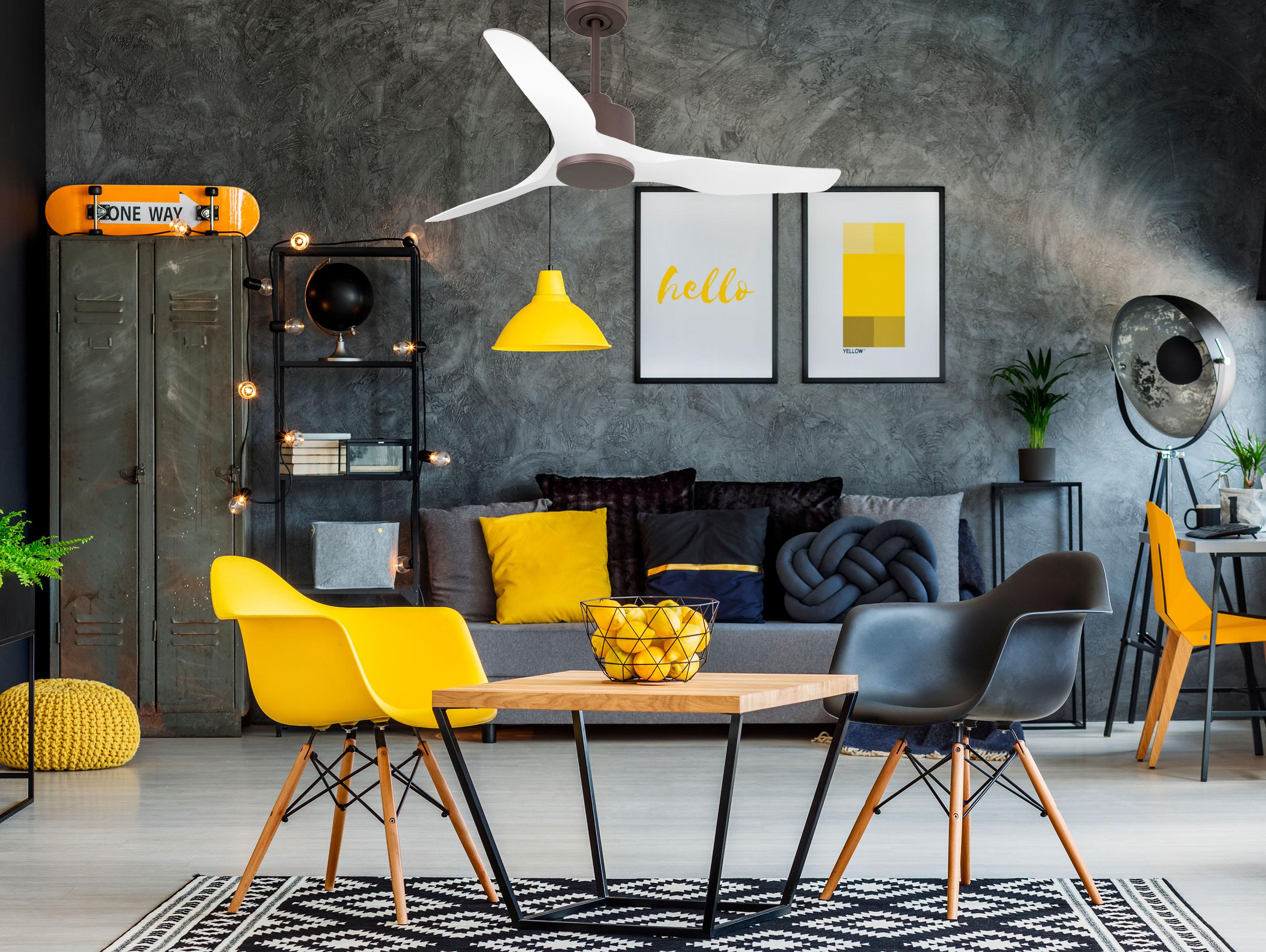 Ventilatore da soffitto Reversibile Termostato Wifi Motore CC Tetti inclinati Telecomando Adattatore 2/3 lame Hypersilence Memoria