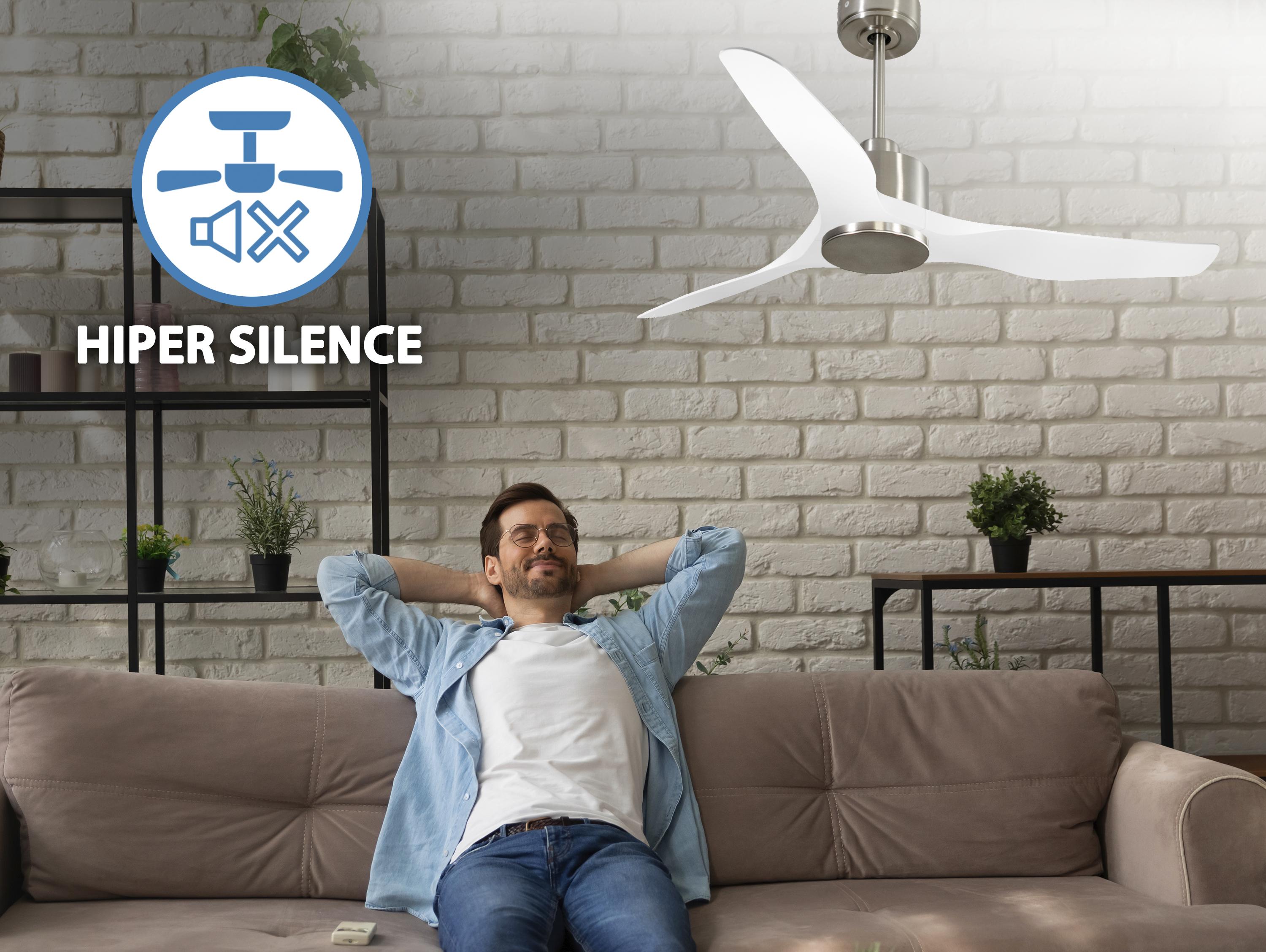 Ventilatore da soffitto Reversibile Termostato Wifi Motore CC Tetti inclinati Telecomando Adattatore 2/3 lame Hypersilence Memoria
