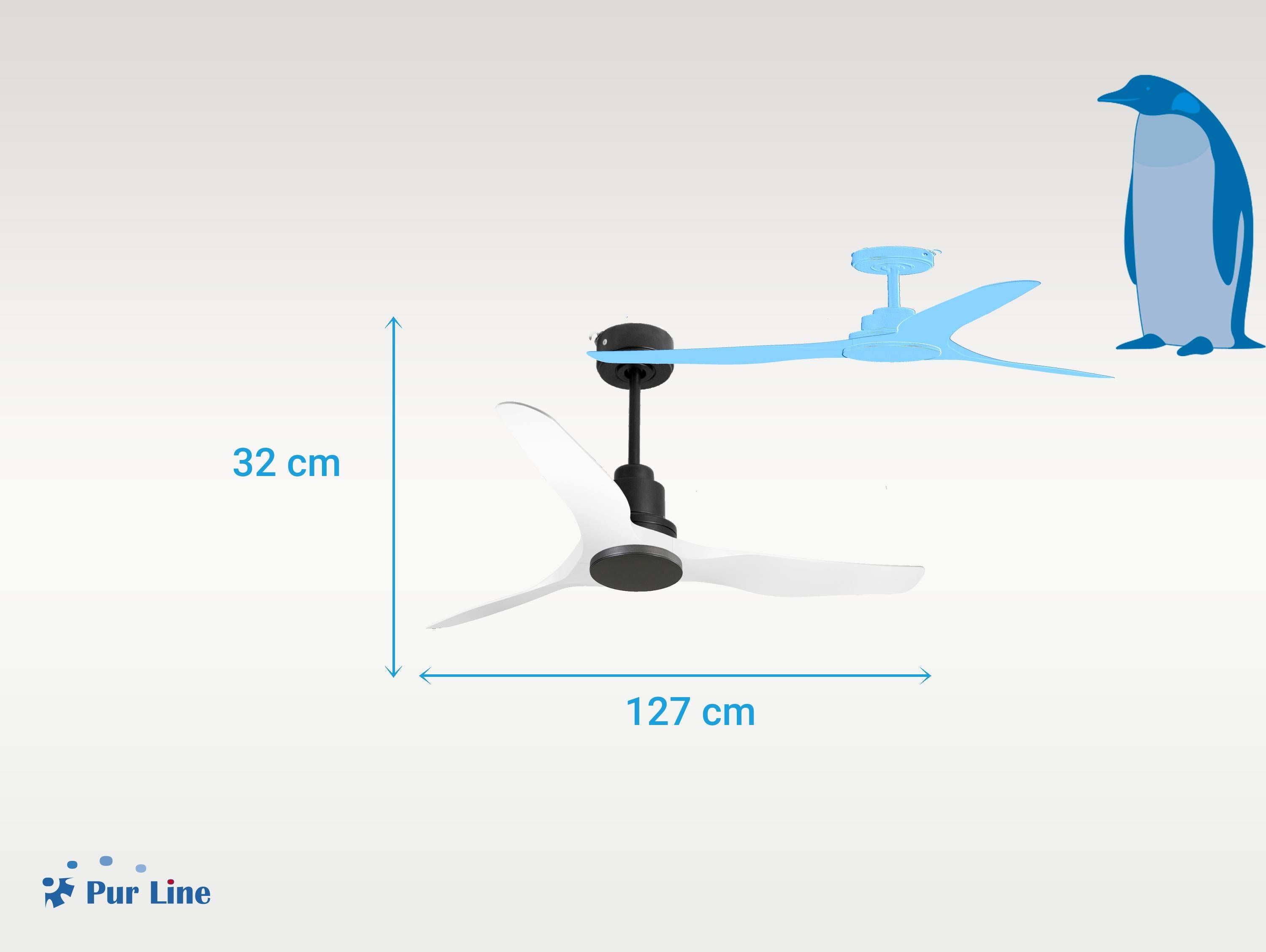 Ventilatore da soffitto Reversibile Termostato Wifi Motore CC Tetti inclinati Telecomando Adattatore 2/3 lame Hypersilence Memoria Shopify Vendible (AUTOMATICO)
