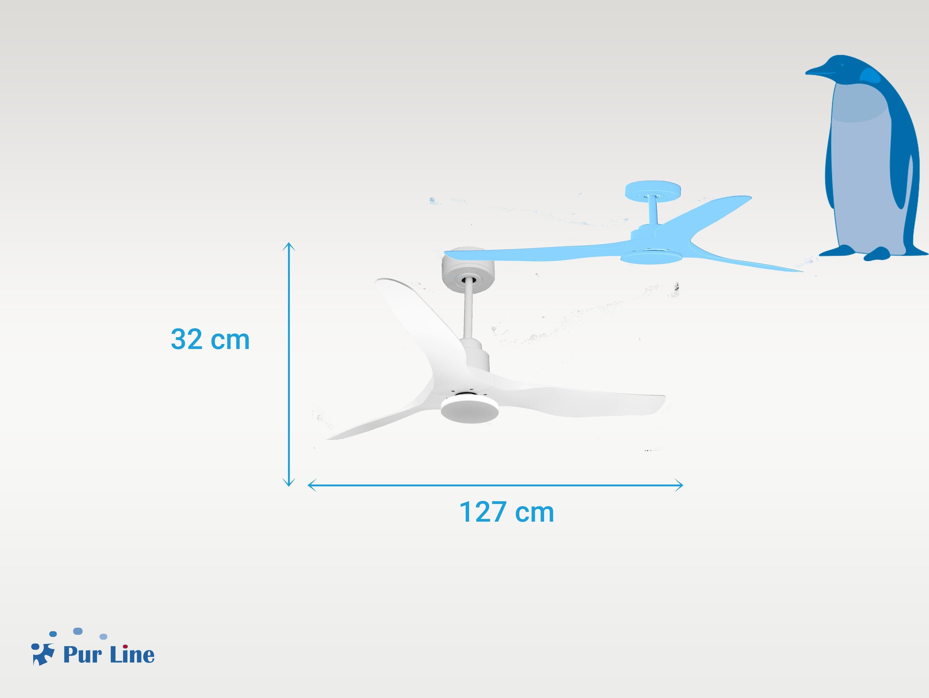 Ventilatore da soffitto Reversibile Termostato Paese vendibile Wifi Motore CC Tetti inclinati Telecomando Adattatore 2/3 lame Hypersilence Memoria