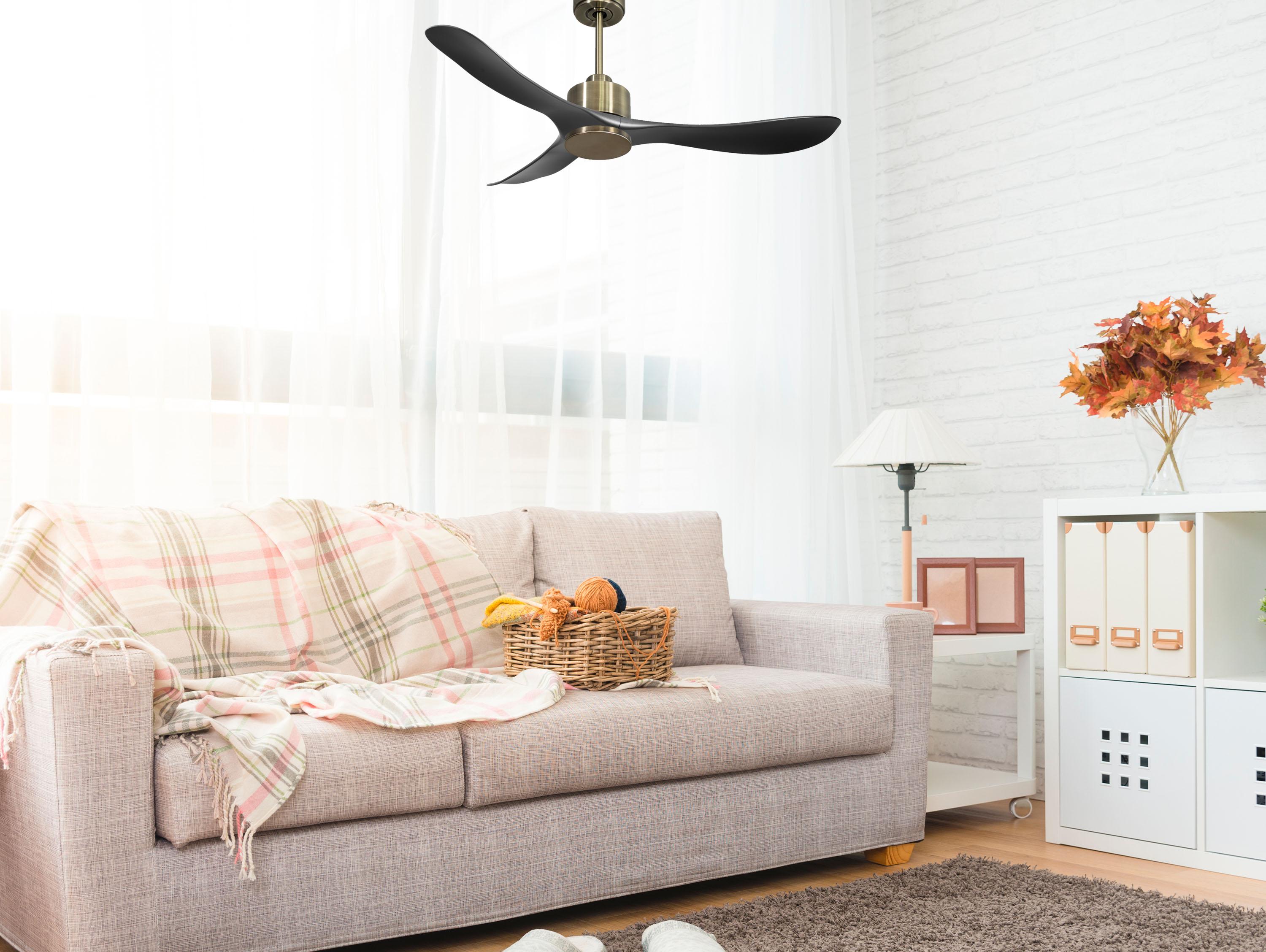 Ventilatore da soffitto Reversibile Termostato Wifi Motore CC Tetti inclinati Telecomando Hypersilence Memoria