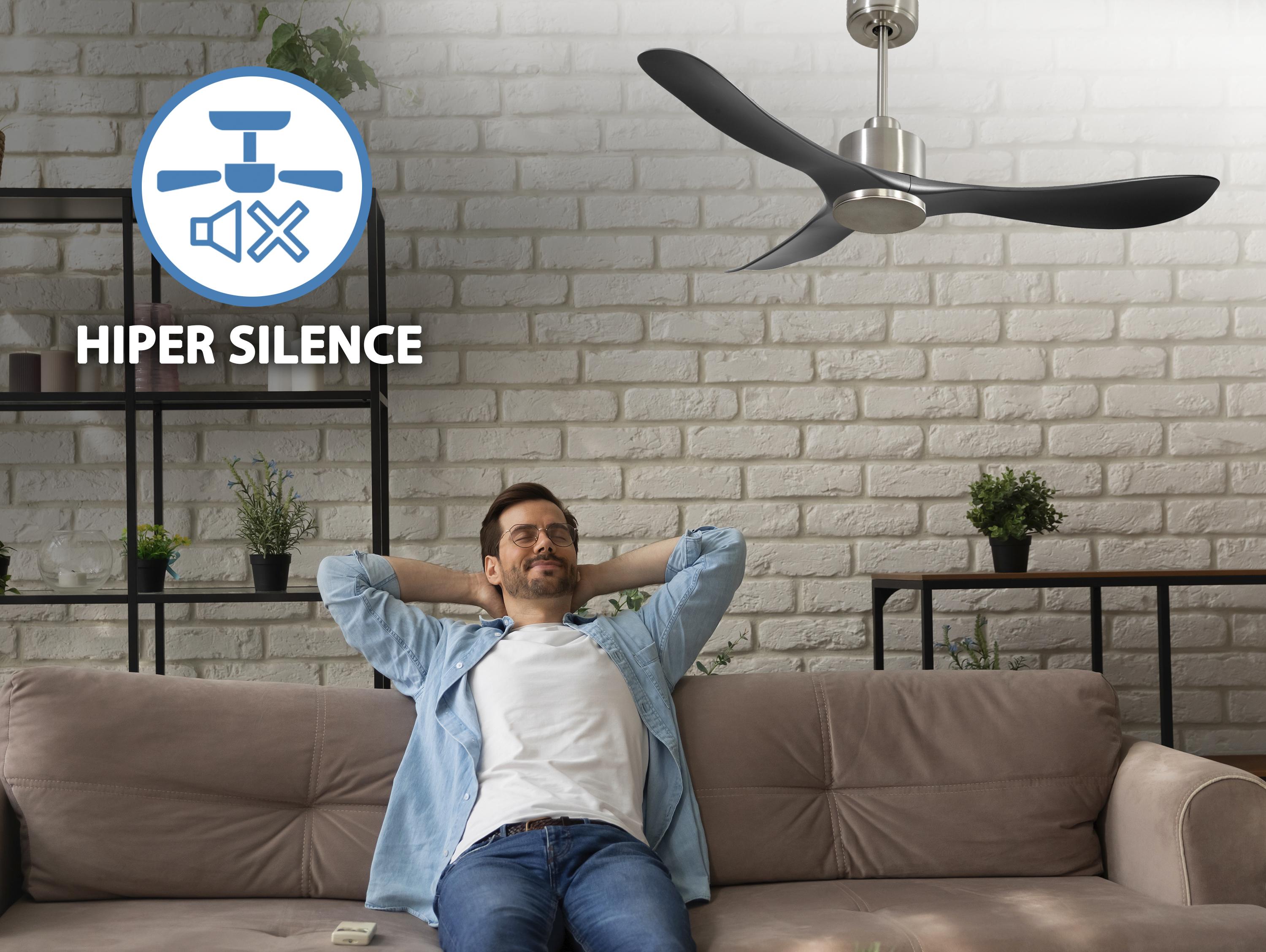 Ventilatore da soffitto Reversibile Termostato Wifi Motore CC Tetti inclinati Telecomando Hypersilence Memoria