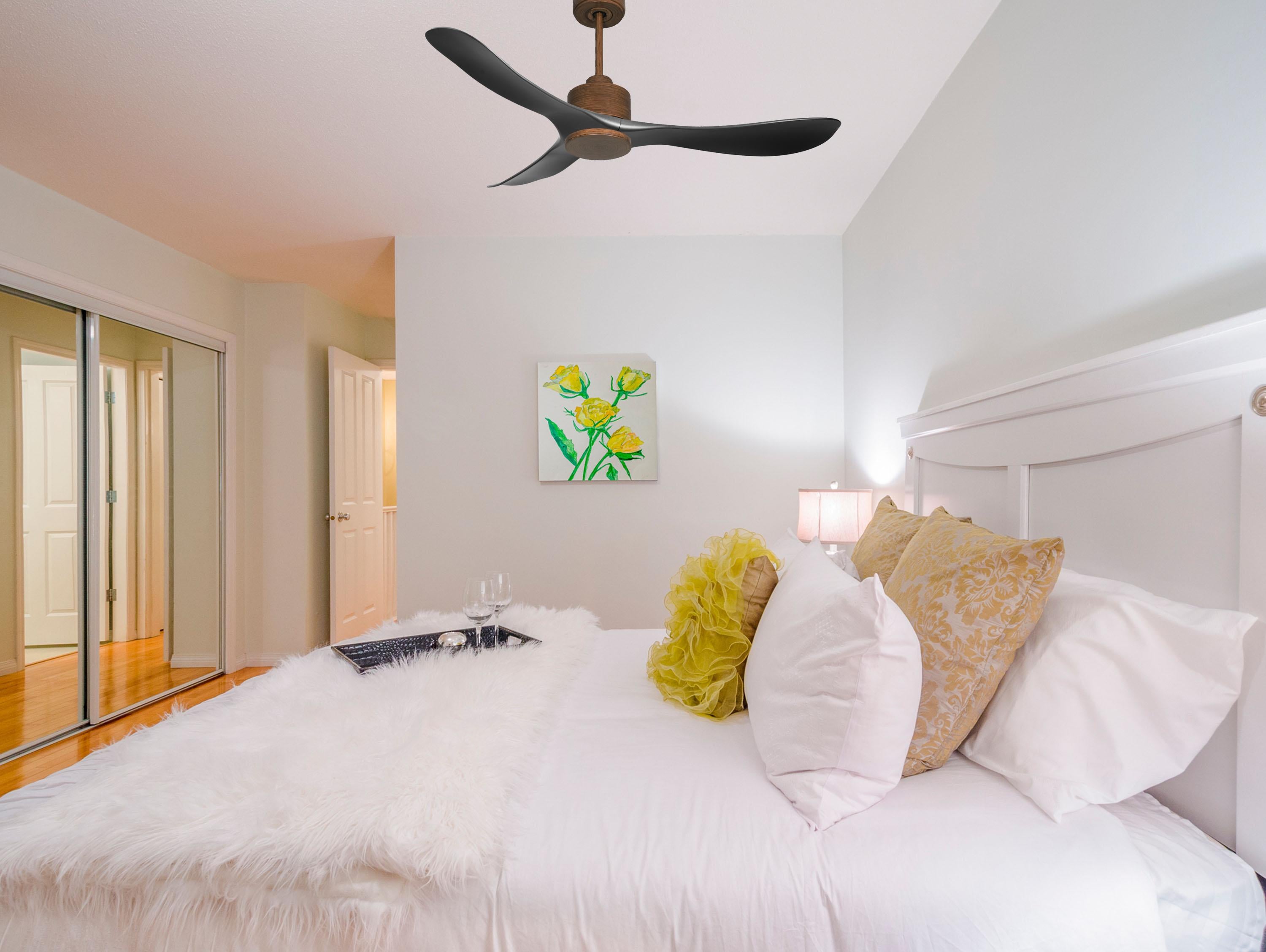 Ventilatore da soffitto Reversibile Termostato Wifi Motore CC Tetti inclinati Telecomando Hypersilence Memoria