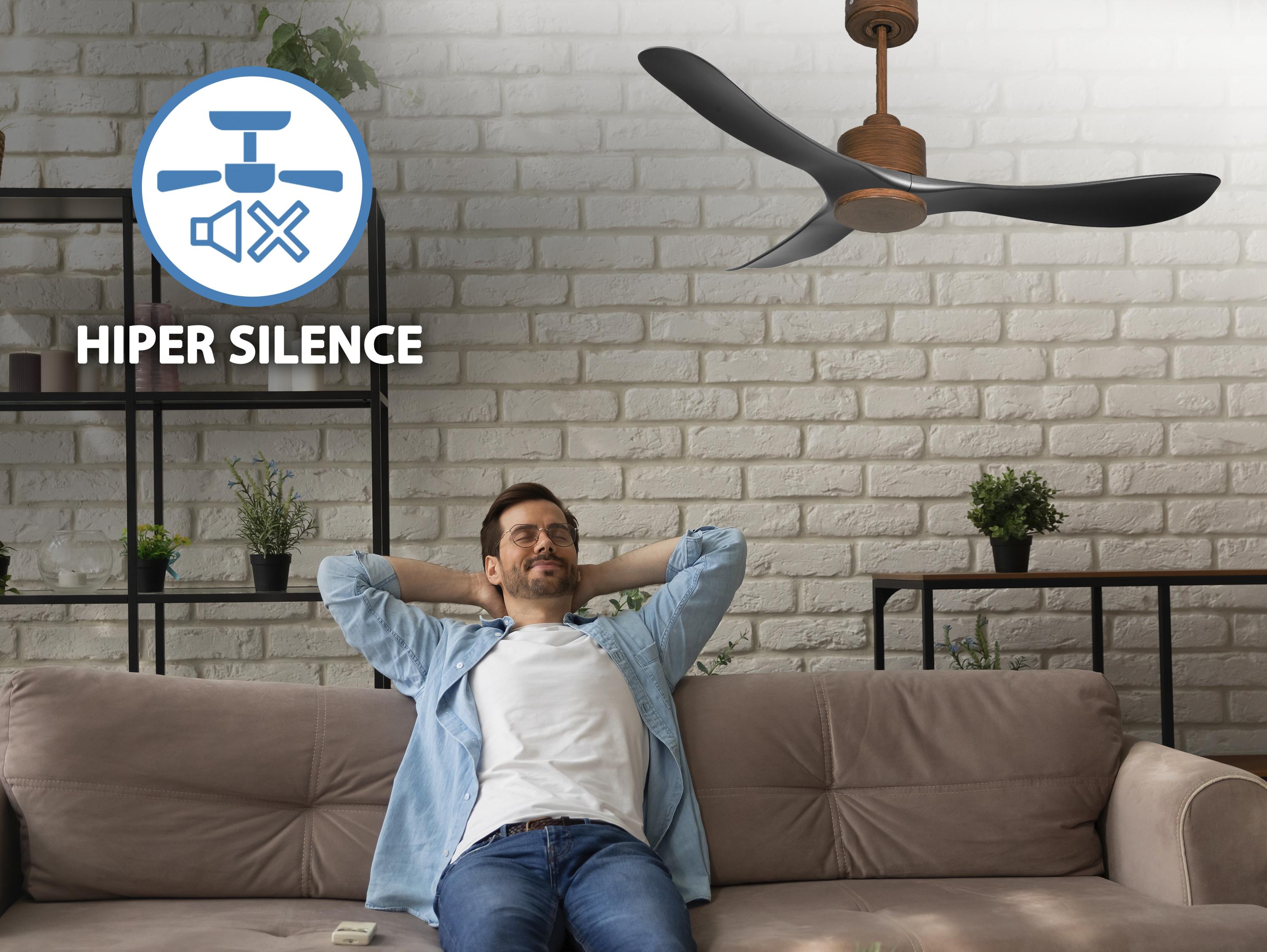 Ventilatore da soffitto Reversibile Termostato Wifi Motore CC Tetti inclinati Telecomando Hypersilence Memoria
