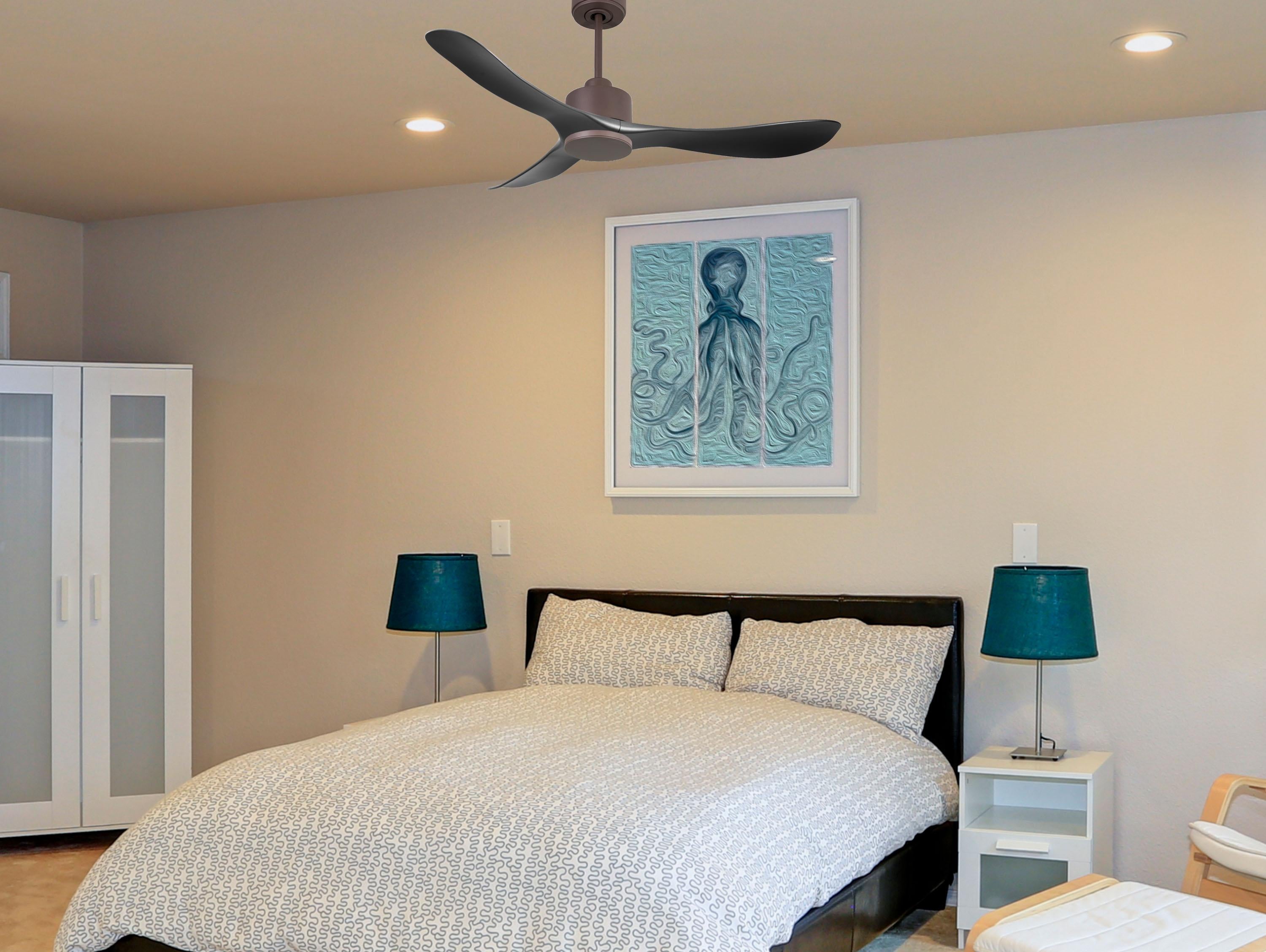 Ventilatore da soffitto Reversibile Termostato Wifi Motore CC Tetti inclinati Telecomando Hypersilence Memoria