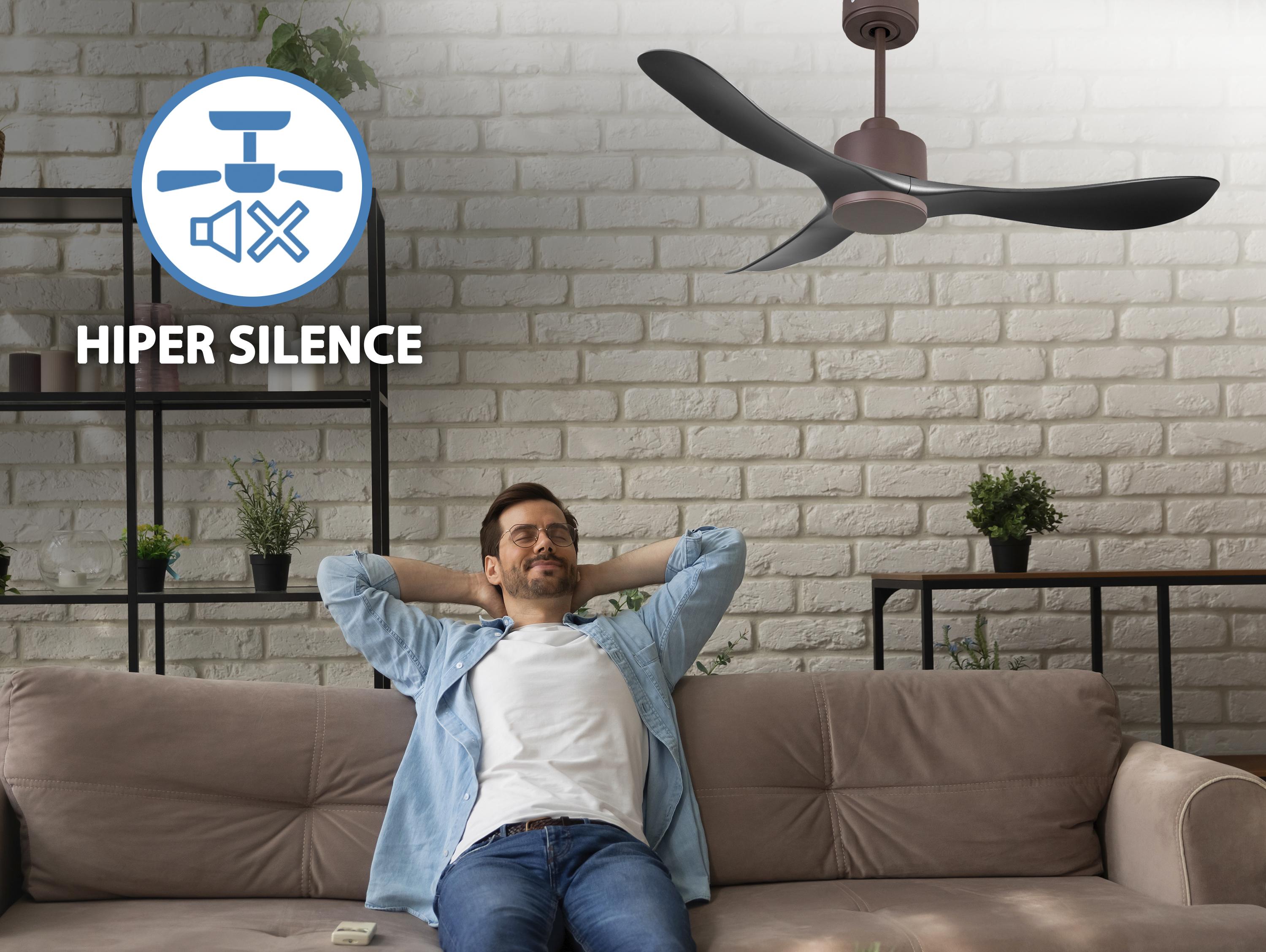 Ventilatore da soffitto Reversibile Termostato Wifi Motore CC Tetti inclinati Telecomando Hypersilence Memoria