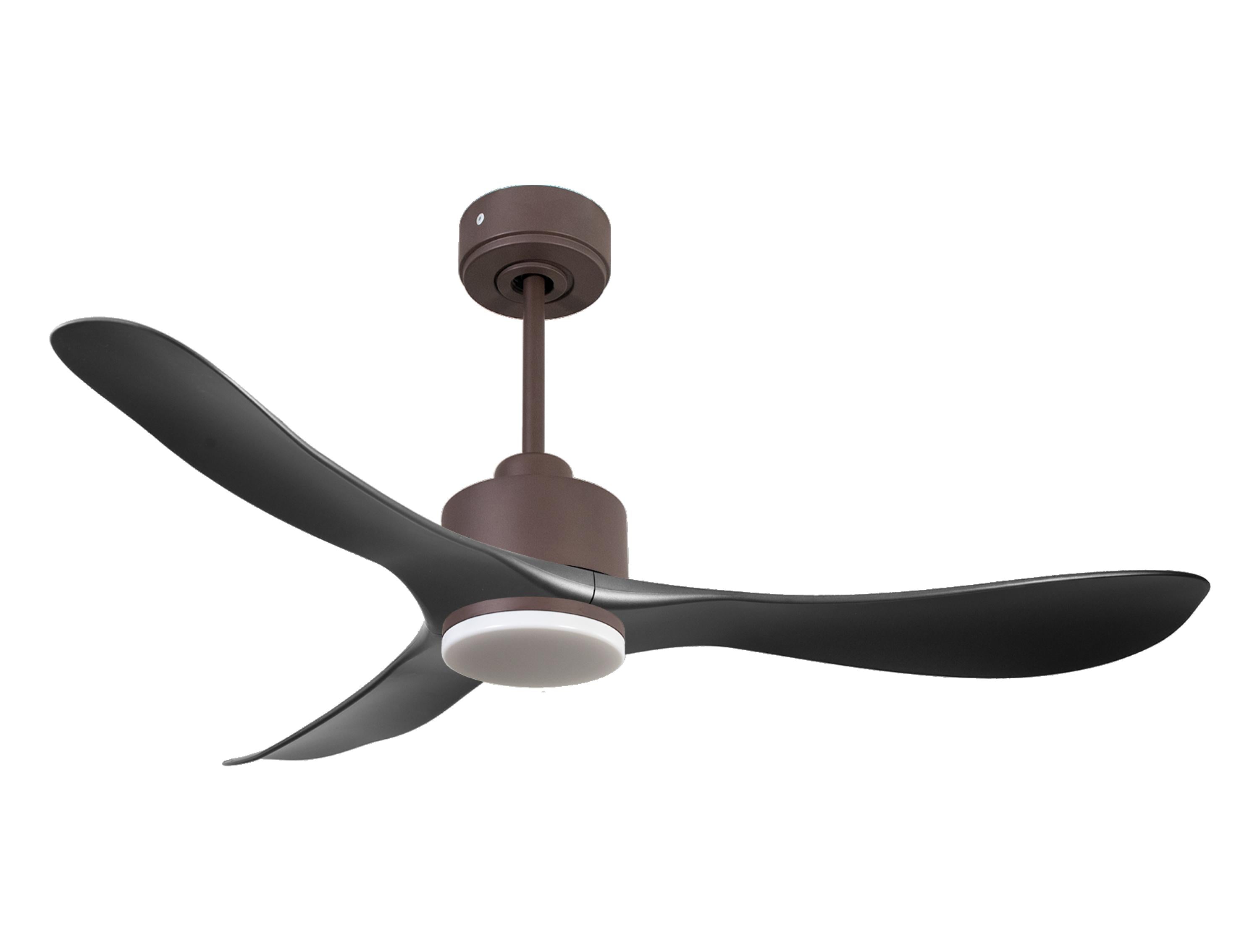 Ventilatore da soffitto Reversibile Termostato Dimmabile Wifi Motore CC Tetti inclinati Telecomando Luce a tre toni Hypersilence Memoria