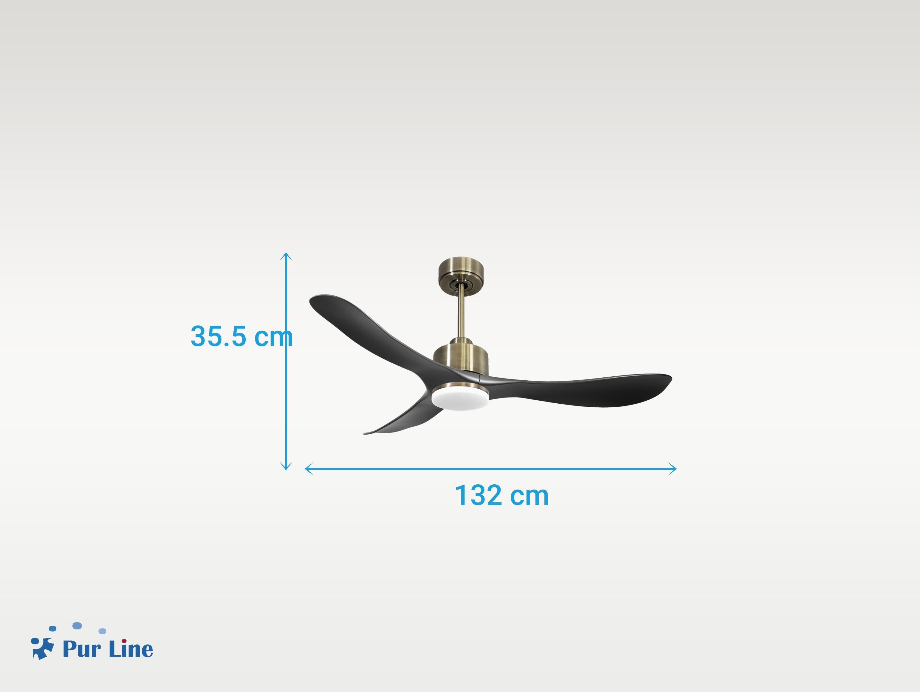 Ventilatore da soffitto Reversibile Termostato Dimmabile Wifi Motore CC Tetti inclinati Telecomando Luce a tre toni Hypersilence Memoria