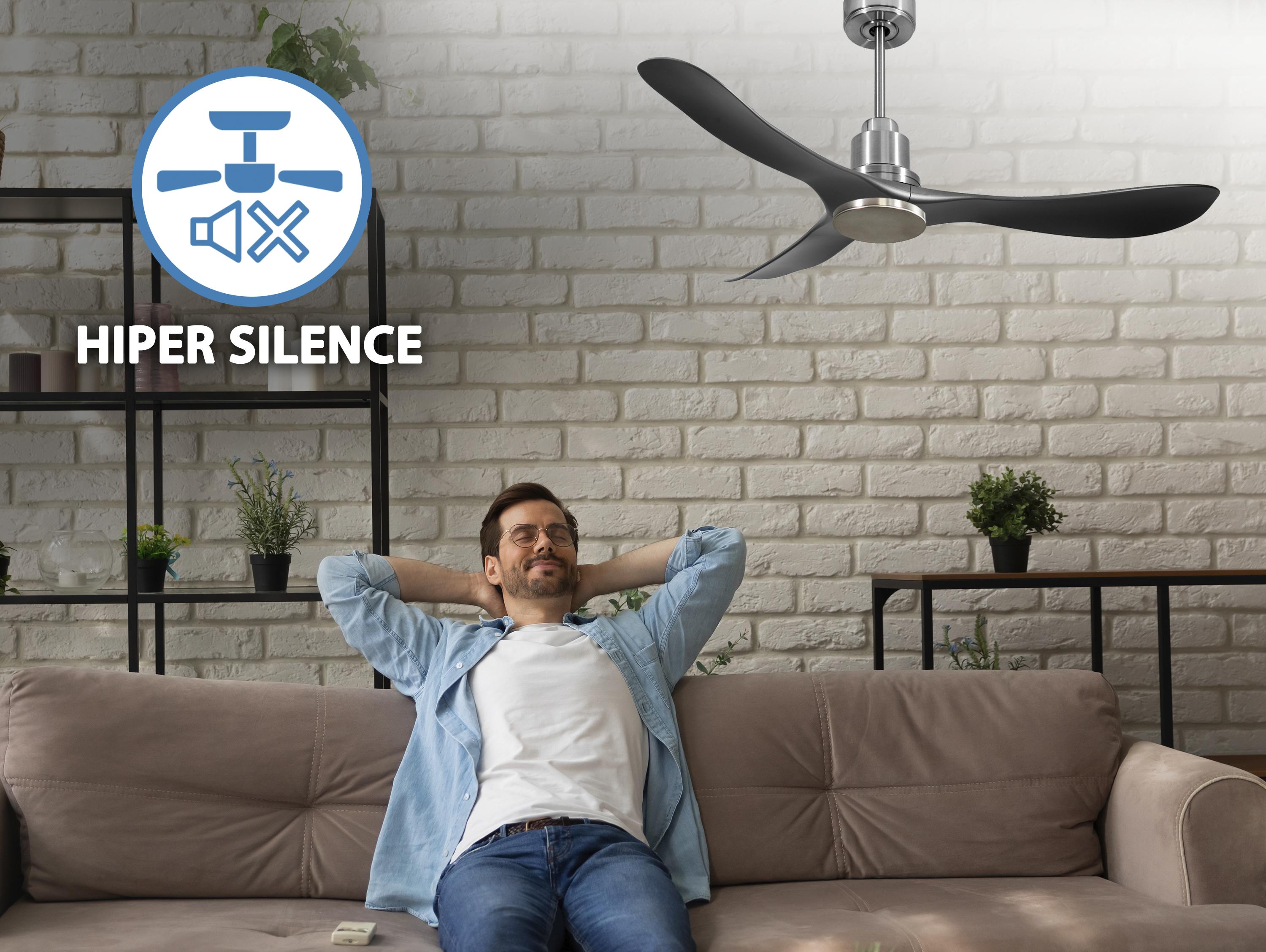Ventilatore da soffitto Reversibile Termostato Wifi Motore CC Tetti inclinati Telecomando Hypersilence Memoria