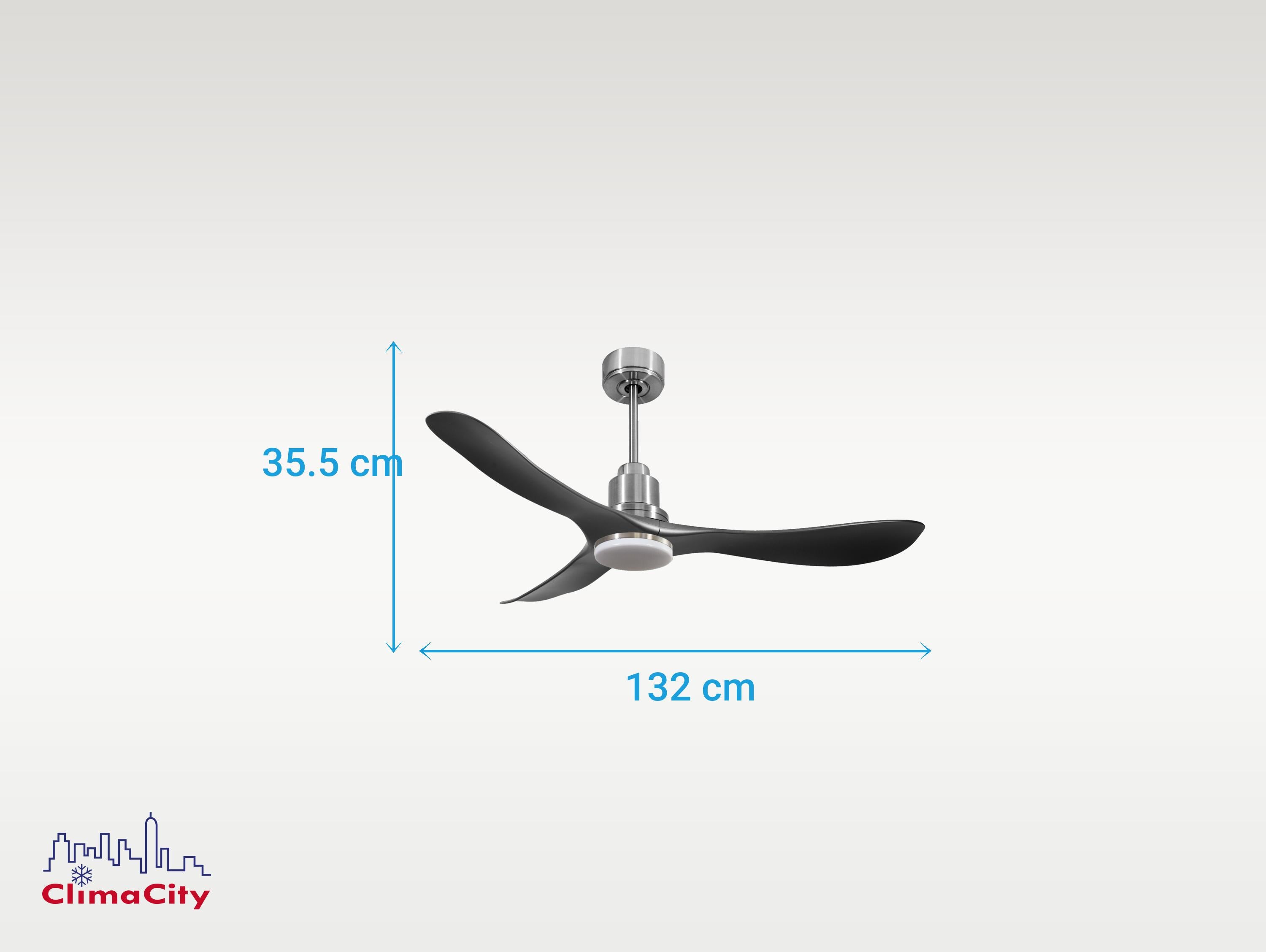 Ventilatore da soffitto Reversibile Termostato Dimmabile Wifi Motore CC Tetti inclinati Telecomando Luce a tre toni Hypersilence Memoria Shopify Vendible (AUTOMATICO)
