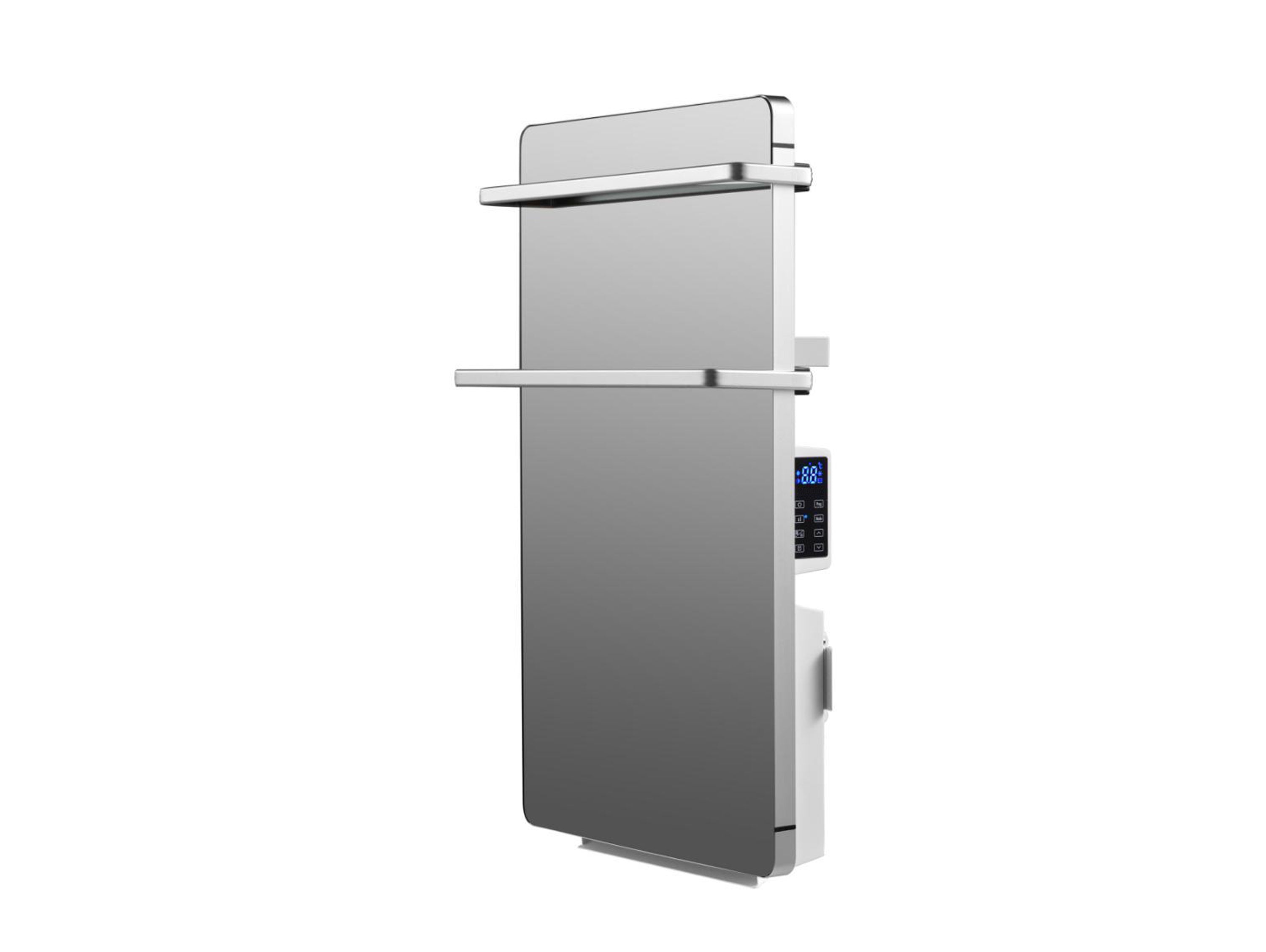 Scaldasalviette elettrico da 2000W con vetro temperato a specchio e display a LED