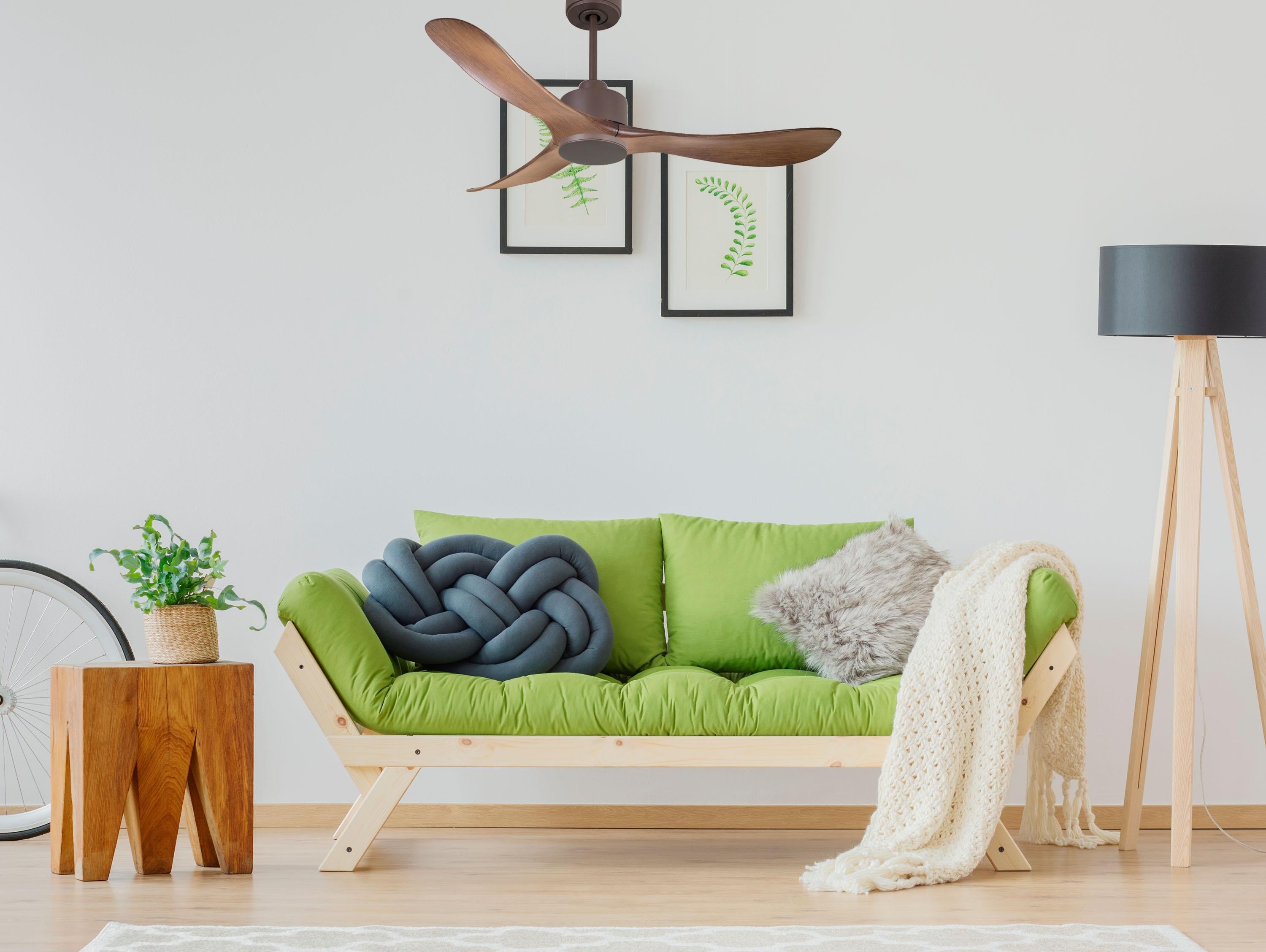 Ventilatore da soffitto Reversibile Termostato Wifi Motore CC Tetti inclinati Telecomando Hypersilence Memoria