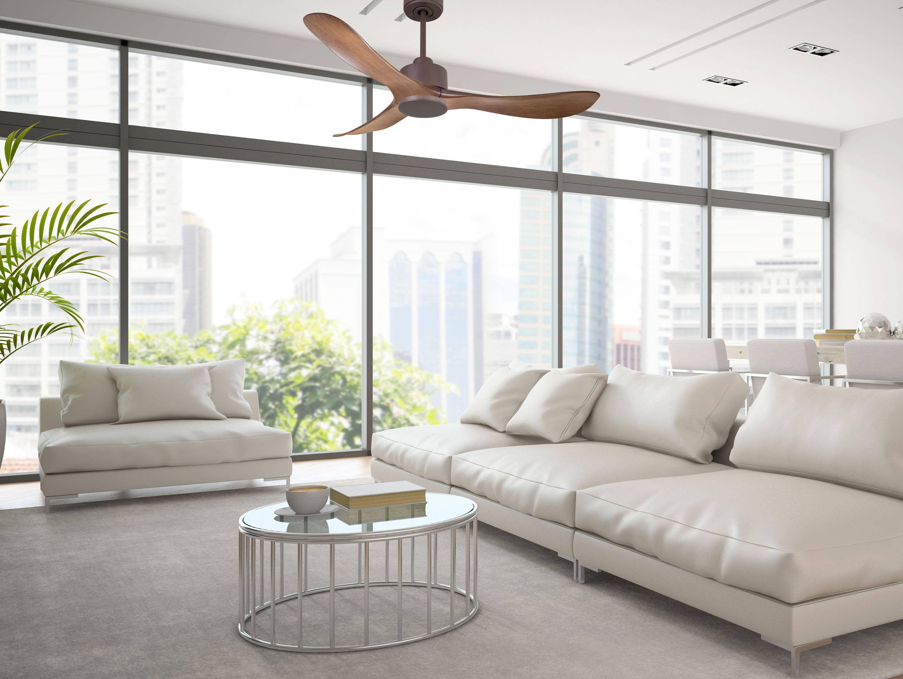 Ventilatore da soffitto Reversibile Termostato Wifi Motore CC Tetti inclinati Telecomando Hypersilence Memoria