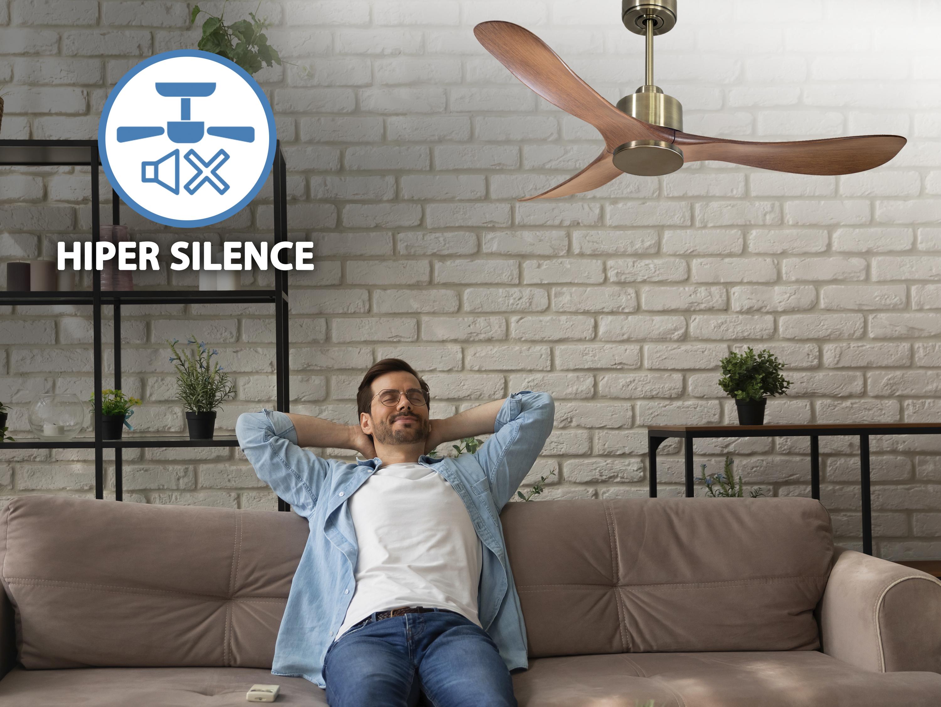 Ventilatore da soffitto Reversibile Termostato Wifi Motore CC Tetti inclinati Telecomando Hypersilence Memoria
