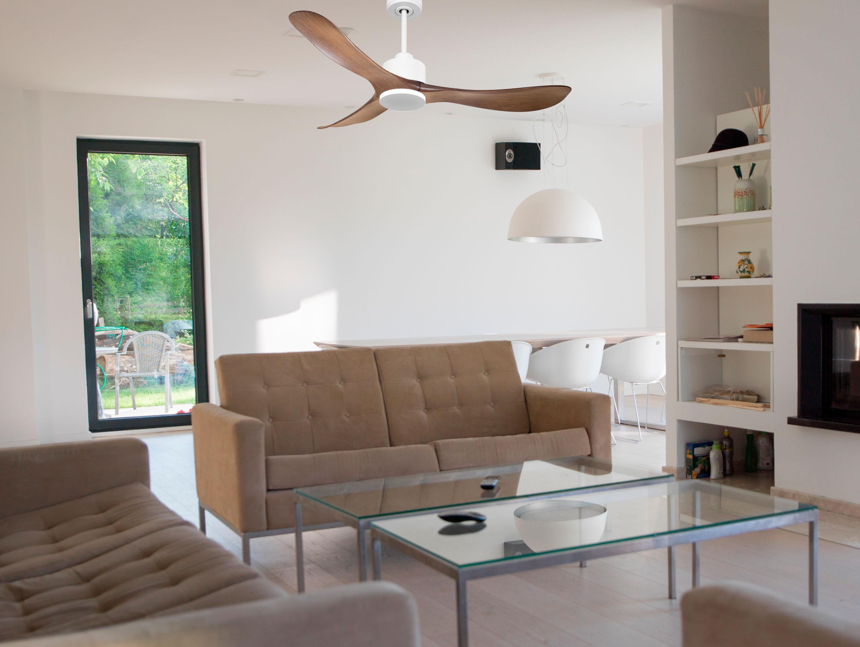 Ventilatore da soffitto Reversibile Termostato Wifi Motore CC Tetti inclinati Telecomando Hypersilence Memoria