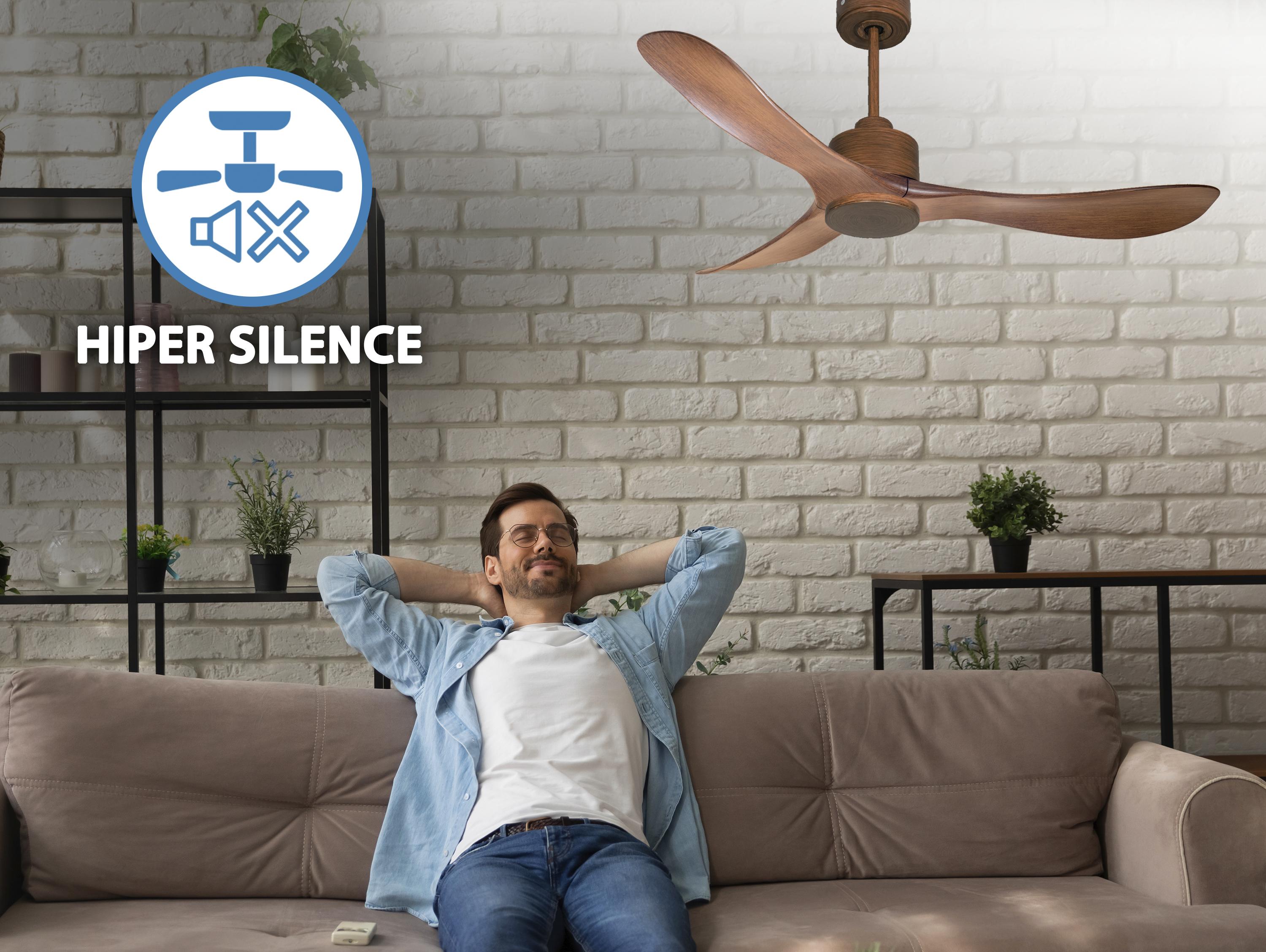 Ventilatore da soffitto Reversibile Termostato Wifi Motore CC Tetti inclinati Telecomando Hypersilence Memoria