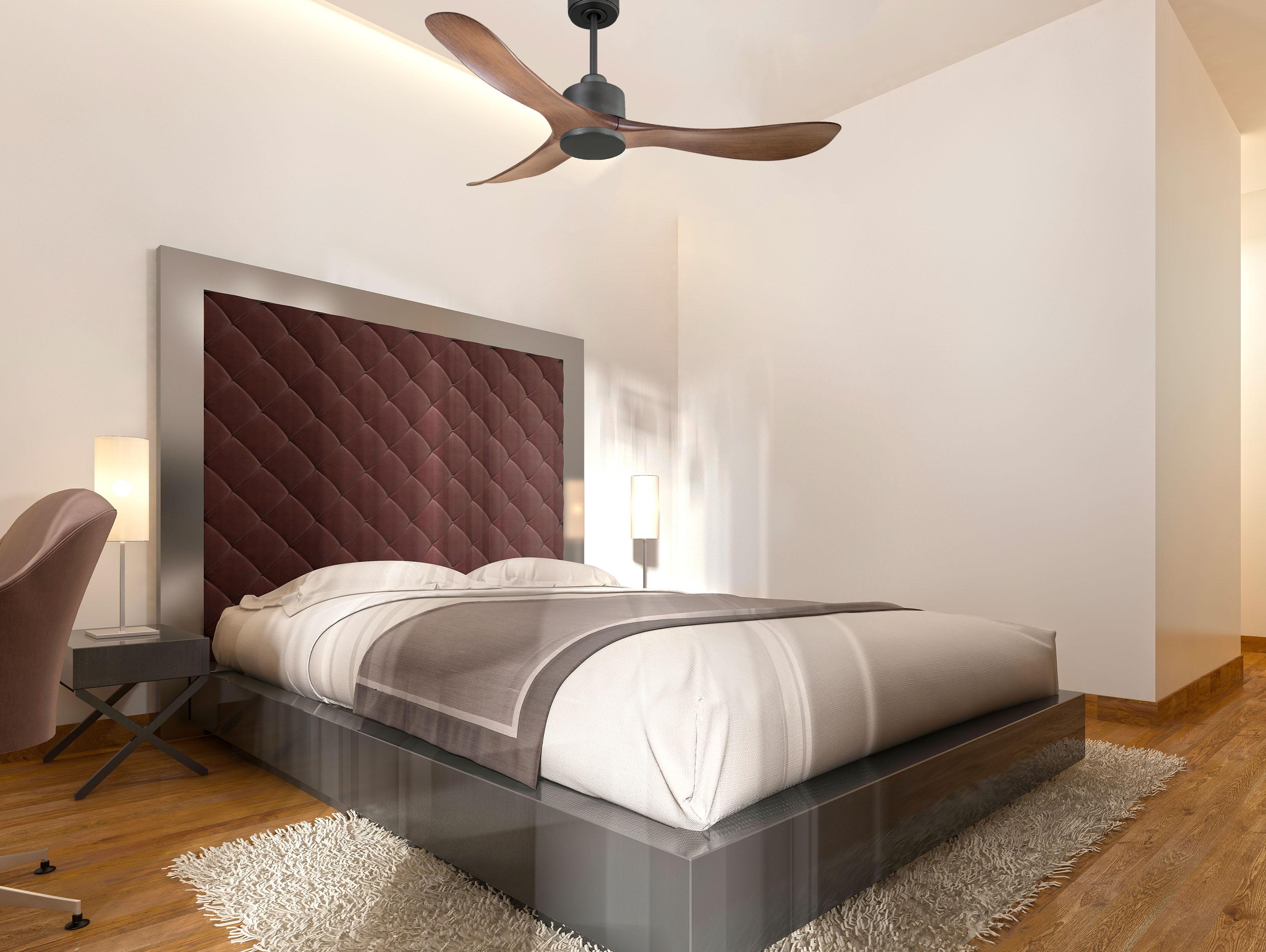 Ventilatore da soffitto Reversibile Termostato Wifi Motore CC Tetti inclinati Telecomando Hypersilence Memoria